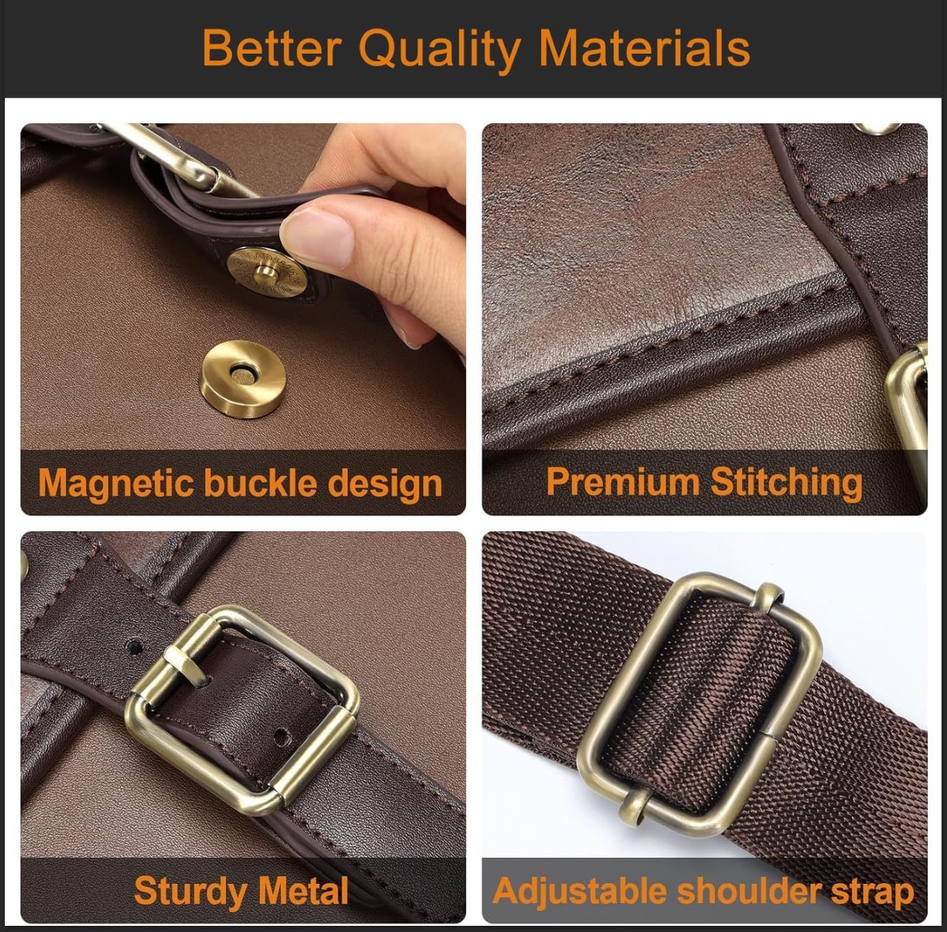 Cwatcun Camera Sling Bag PU Leather for PhotographersSmall Camera Bag Water-resistant Shockproof Case with Removable
