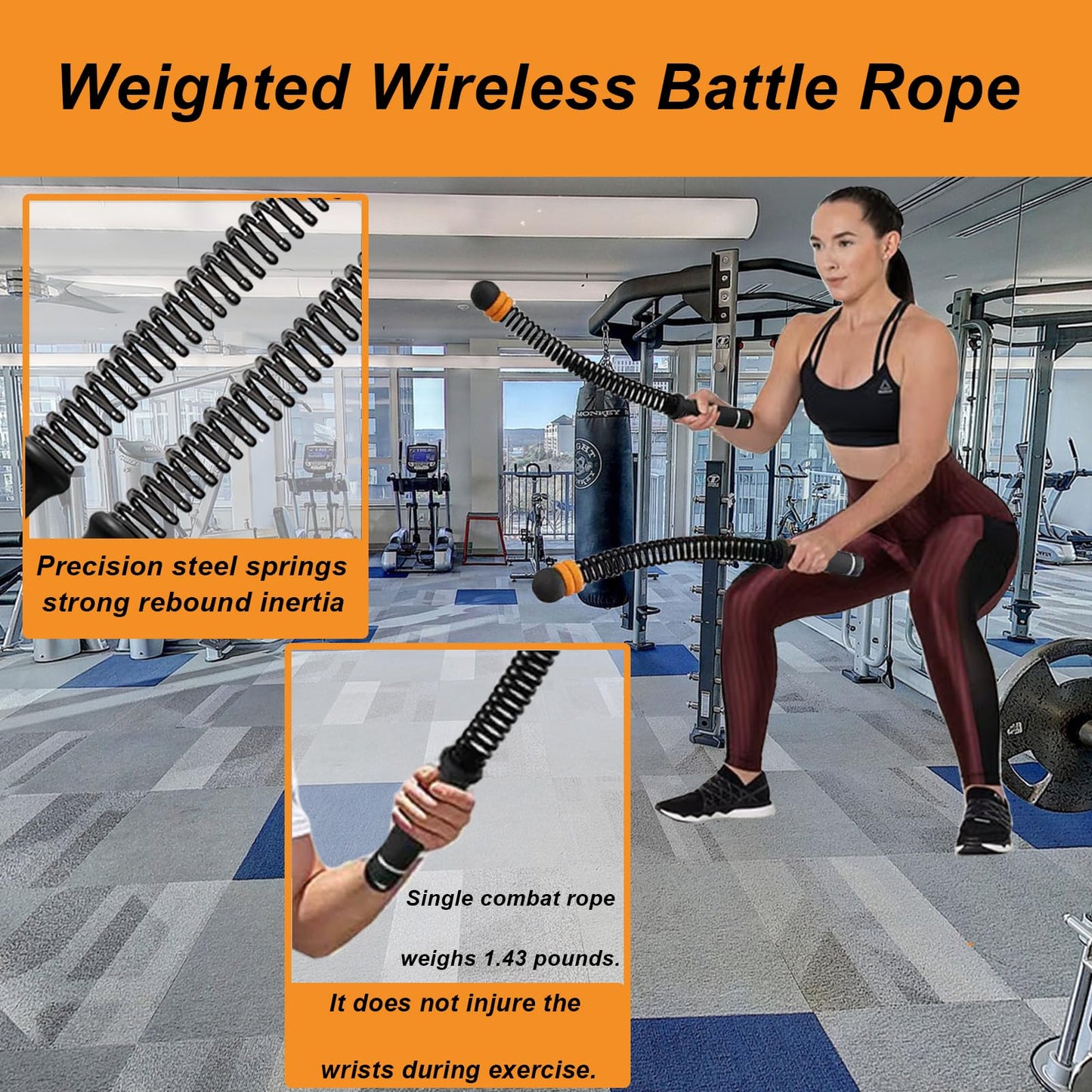Weighted Ropeless Battle Ropes (2-Pack),Portable Cordless Battle Ropes for Home Gym,arm Exerciser Rope,Workout Rope for Strength Building,Low-Impact Aerobic Training and HIIT for Fitness Enthusiasts.