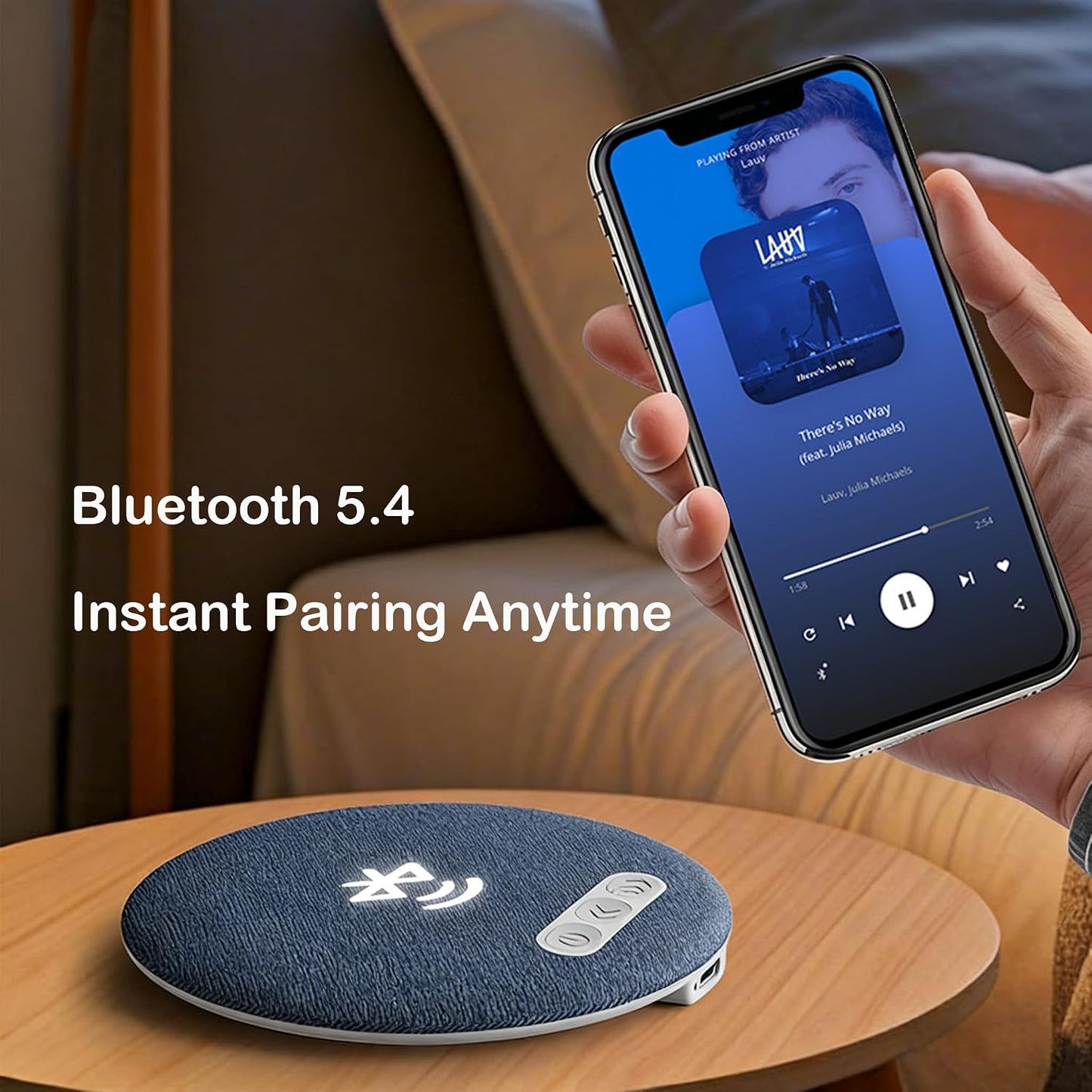 5.4 Hi-Fi Bluetooth Pillow Speaker, Ultra-Thin Under Pillow Sleep Speaker with White Noise & Sleep Timer, Perfect