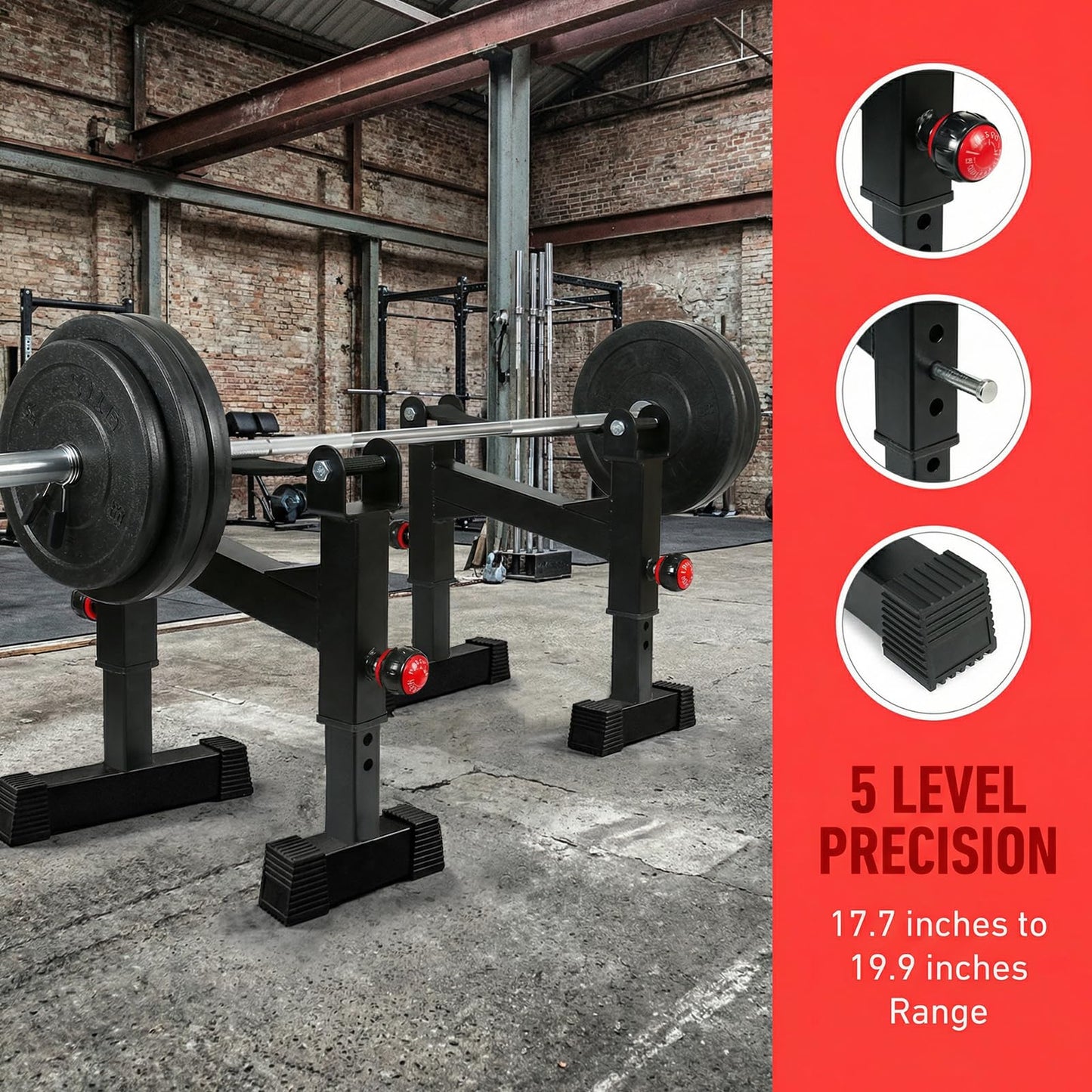 UBCTECH Deadlift Jack Barbell Stand - Heavy Duty Barbell Jack Deadlift - Adjustable Deadlift Platform for Home Gym Weightlifting Easily Load 880 Lbs