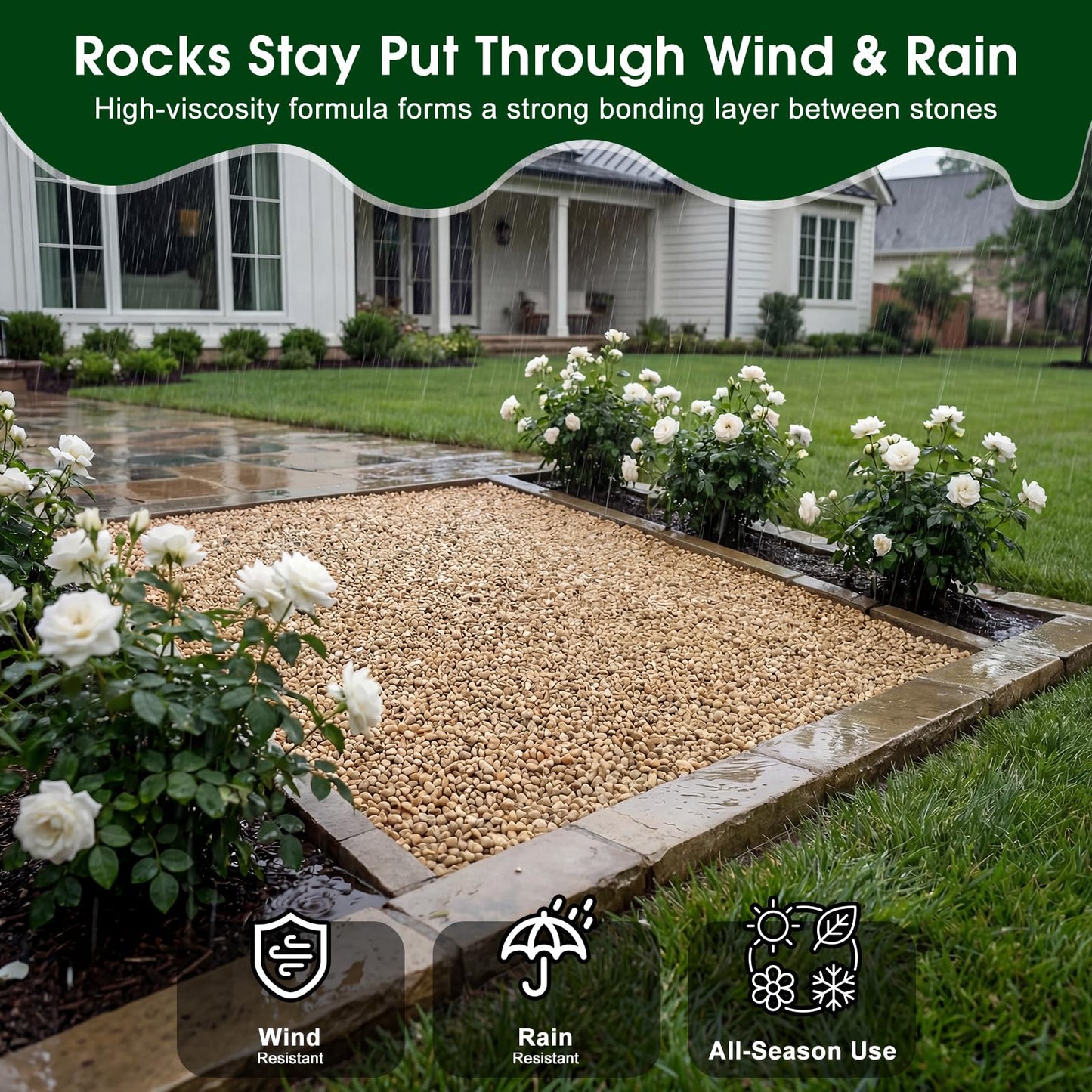 Teexpert 1 Gallon Rock Glue for Landscaping – Strong Pea Gravel Binder & Stone Adhesive for Walkways, Yards, Patios, and Decorative Driveway Edges