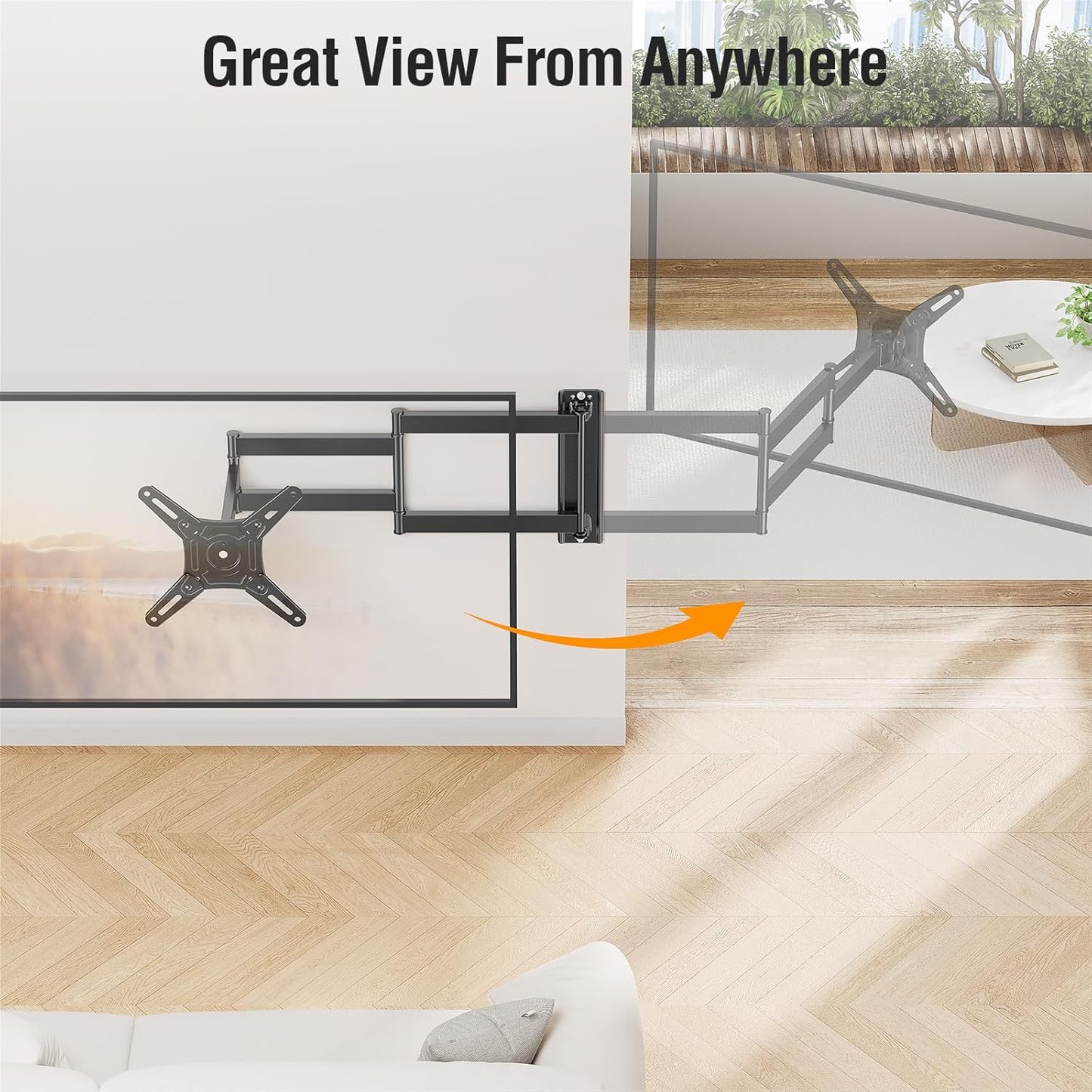 ELIVED 14-42 Inch 29.5 Inch 200x200mm, 44 lbs. Long Arm TV Wall Mount for Most tvs & Monitors, Long Extension TV Mount
