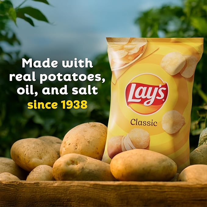 Lay's Potato Chips, Classic, 1 Ounce (Pack of 104)