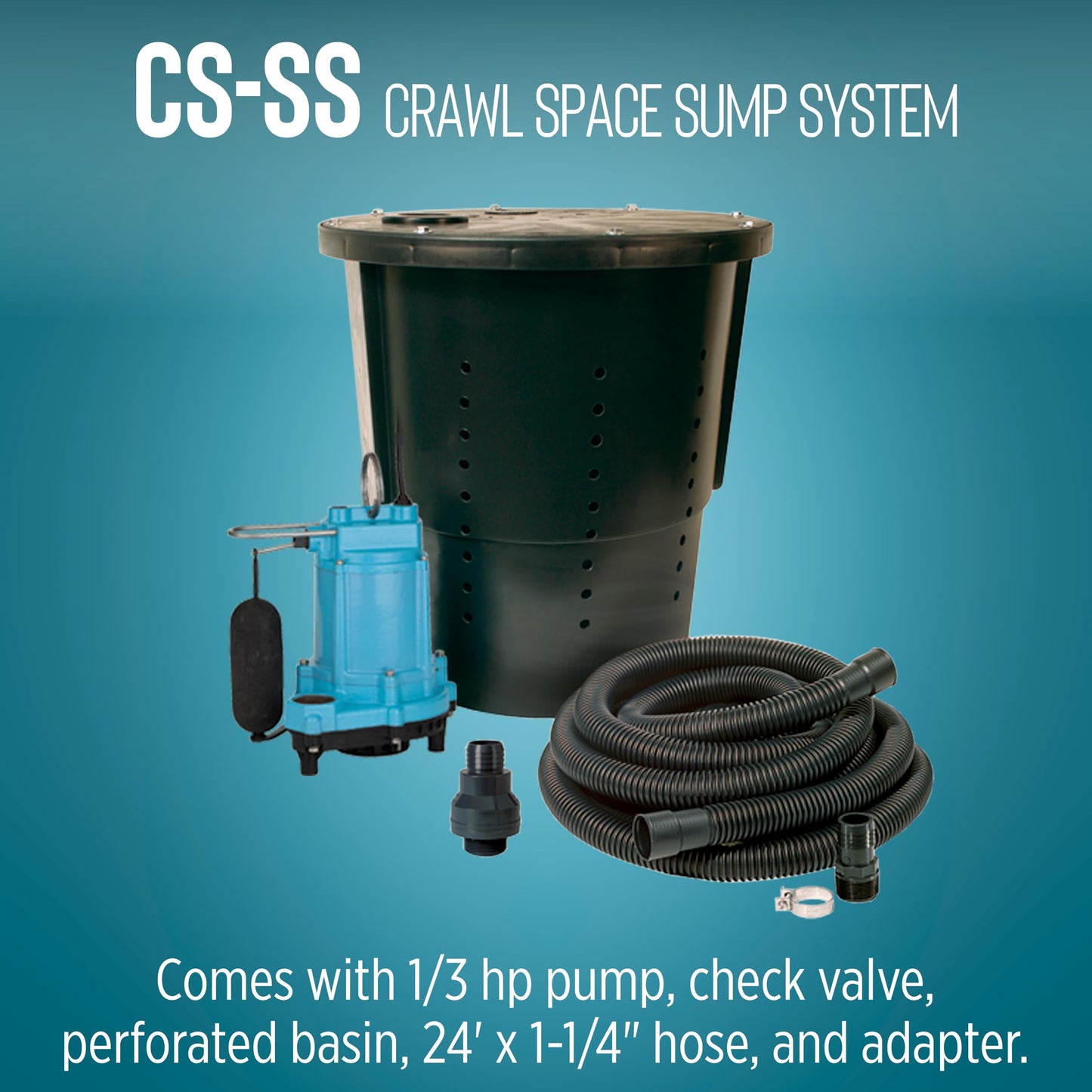 Little Giant CS-SS 115-Volt, 1/3 HP, 3000 GPH Pre-Packaged Automatic Crawl Space Sump System with 20-Ft. Cord, Blue/Black, 14940655