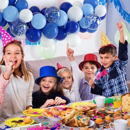 NACHLYNN 12-Inch Light Blue Party Balloons - 60 Packs of Confetti for Birthday & Wedding Decor