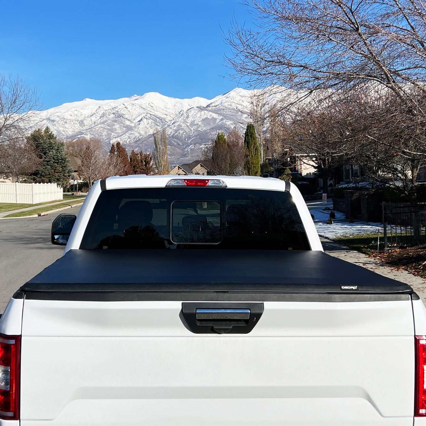 oEdRo Soft Quad Fold Truck Bed Tonneau Cover Compatible with 2014-2021 Toyota Tundra (Excl.Trail) 5.5 ft Bed, Fleetside with Deck Rail System