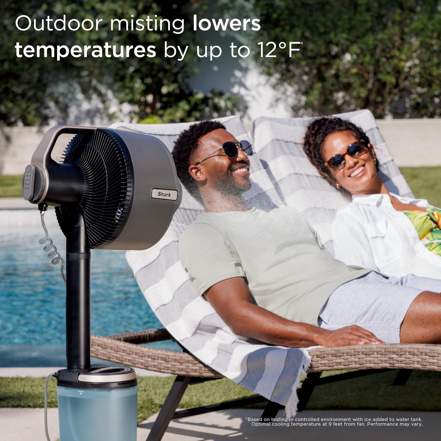 Shark FlexBreeze Pro Mist Fan — Indoor & Outdoor, Integrated Misting, Pedestal to Tabletop, Corded or Cordless, Up to 24-Hr Battery, Oscillating, Charcoal Grey, FA302