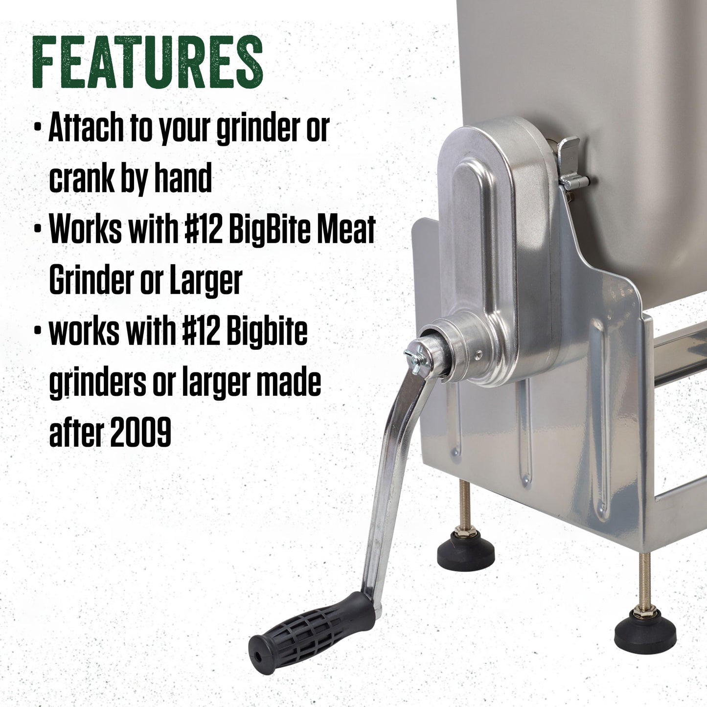 LEM Products BigBite Tilt Meat Mixer, 50 lb Stainless Steel Meat Mixer for Ground Beef, Sausage Making, Kitchen Meal Prep, Manual or Grinder-Driven Mixing for Home Use