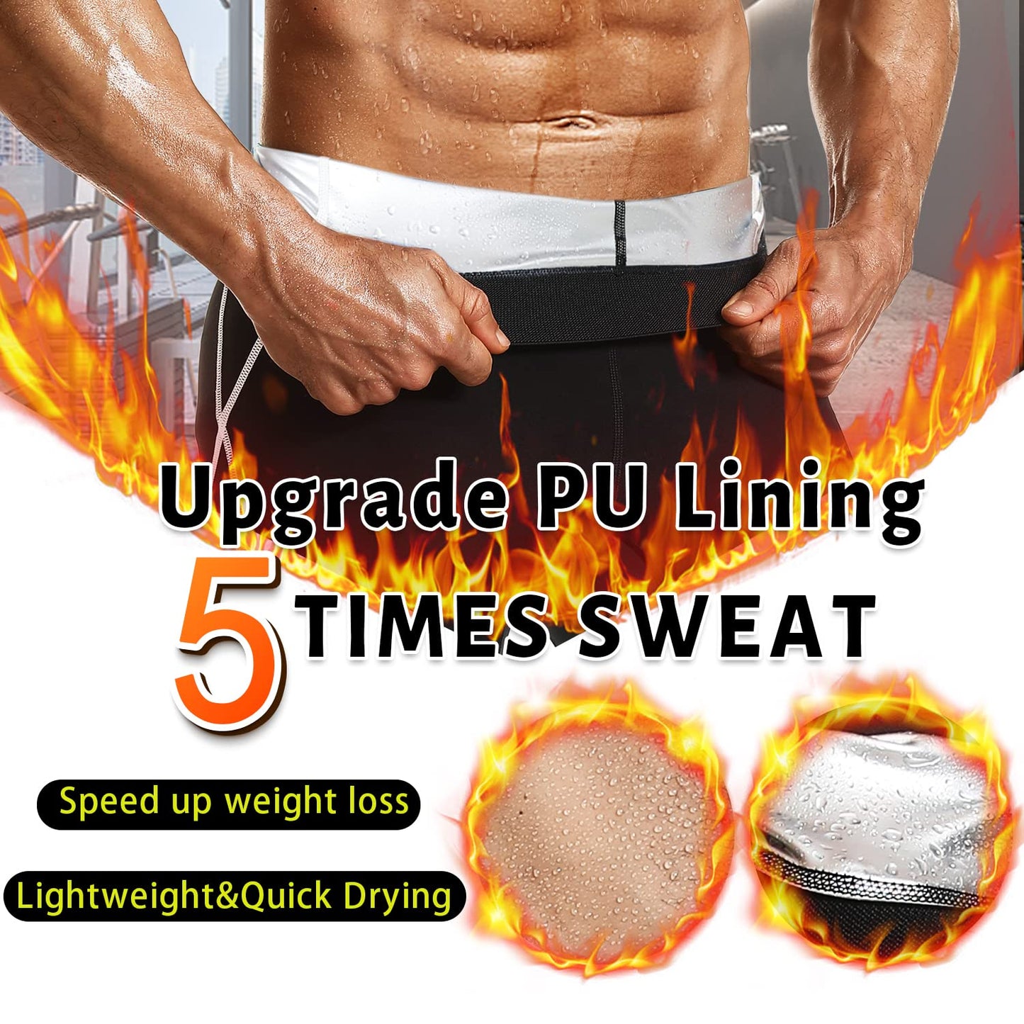 DYUAI Sauna Sweat Pants for Men Compression Pants Athletic Leggings Workout Sauna suit(WBH7201-07-XL)