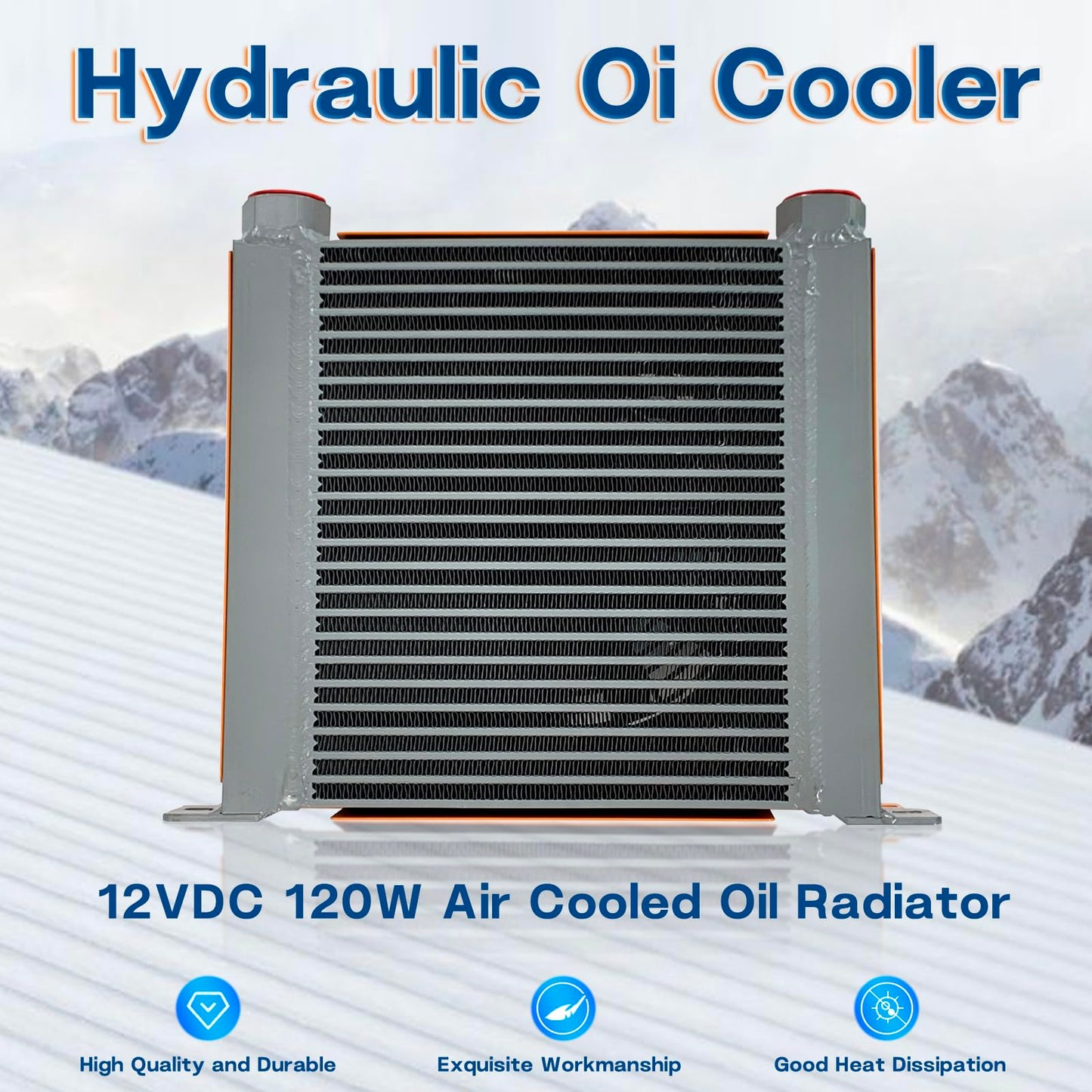 Hydraulic Oil Cooler AH1012T-CA Air Cooled Oil Radiator 120W 12VDC 100L/min Precise Welding & Efficient Fan Replace # AH1012T