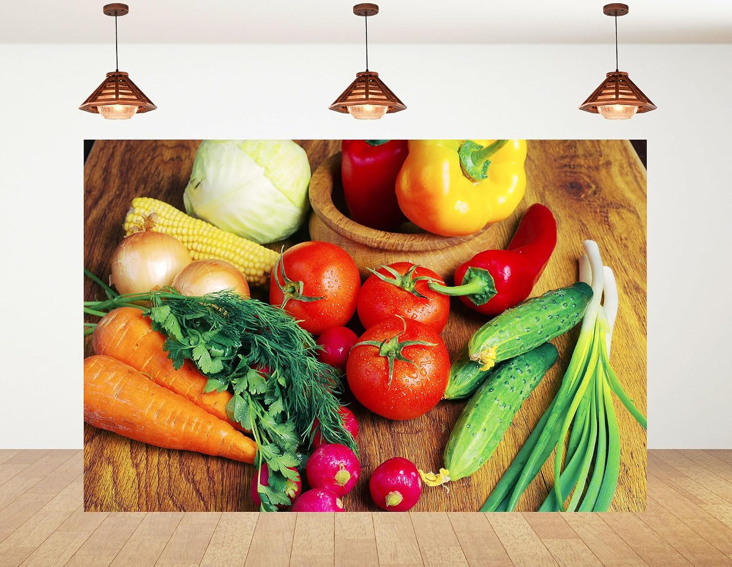 KeyWork 10x7ft Fresh Vegetable Backdrop Farm Produce Photography Background for Farm Themed Wedding Bridal Shower Party