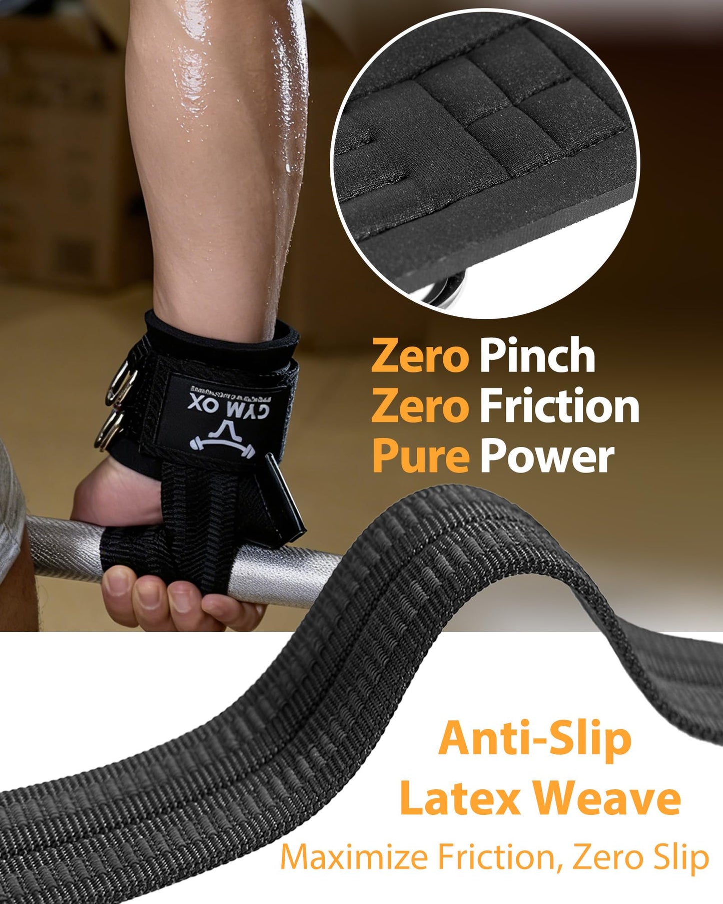 2-in-1 Weight Lifting Straps with D Ring, 7mm Neoprene Padded Wrist Support for Men & Women, Heavy Duty Gym Wrist Straps & Cable Machine Attachment for Gym, Powerlifting, Rows, Pull-ups (Black)