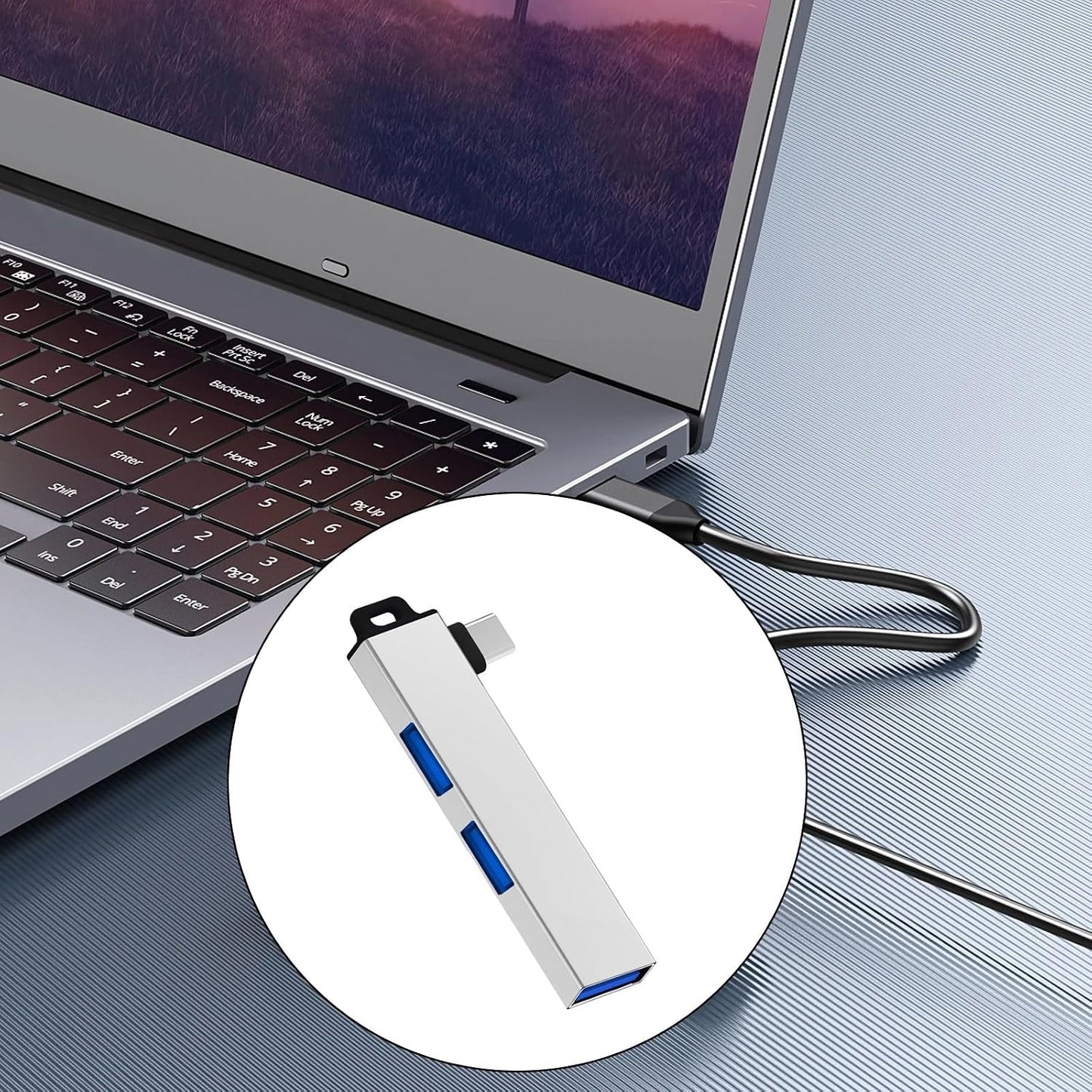 MHADBKH USB3.0 3USB Aluminum Alloy Type C Hubs Expander with Port for Window Linux and Androids Devices Stable Data