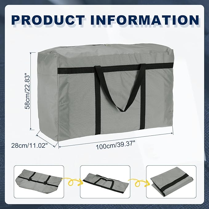 Extra Large Duffle Bag, 39 x 23 x 11 in Travel Big Duffle Bag with Zipper Handle Storage Foldable Waterproof Lightweight Bag for Women Men Travel Moving Camping (Gray)