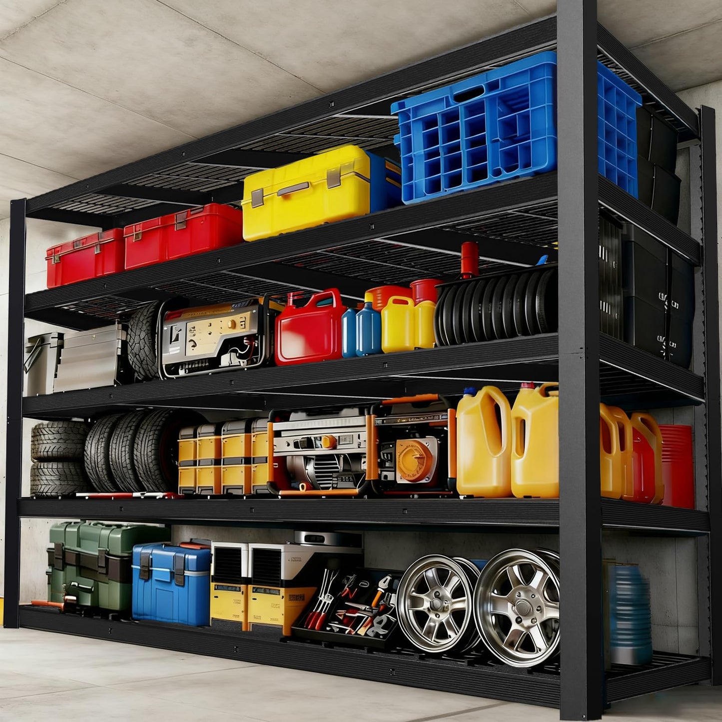 ZEUKMXOO Storage Shelves Heavy Duty Metal Shelving 84" H, Adjustable Garage Shelves, Metal Storage Shelves for Garage, Basement, Warehouse, Workshop,24" D x 55" W x 84" H, 3050 lbs