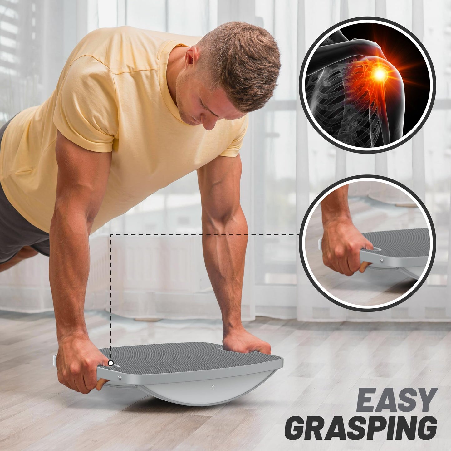 ProfessionalAdvanced Anti-Slip Wooden Balance Board,wobble board, 500 lbs Capacity. Perfect for under-desk standing, physical therapy, rehab, core & stability training, and fun for all ages. (Advanced Gray)