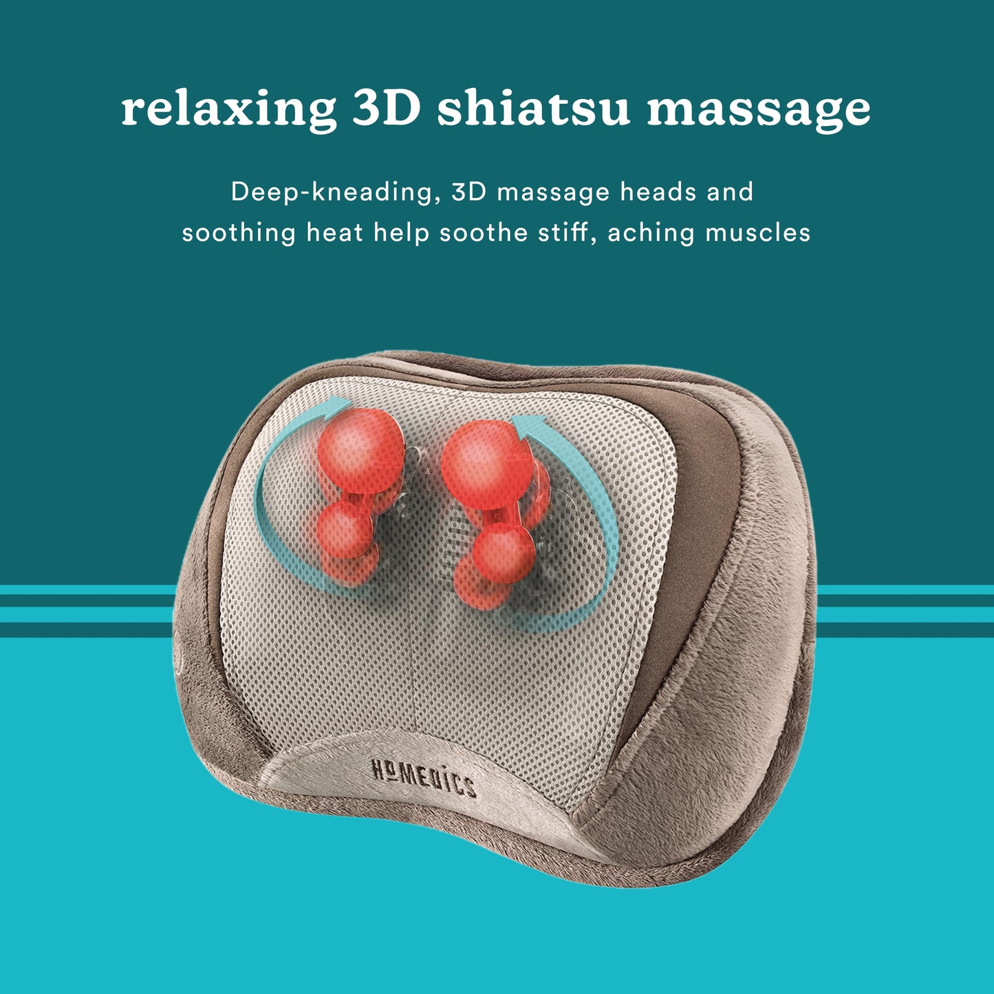 Homedics Shiatsu Back Massager with Heat, 3D Deep Tissue Massage Pillow for Neck & Shoulders, Electric Kneading Lumbar Massager Cushion for Upper & Lower Back Pain Relief, Portable Home Office Travel