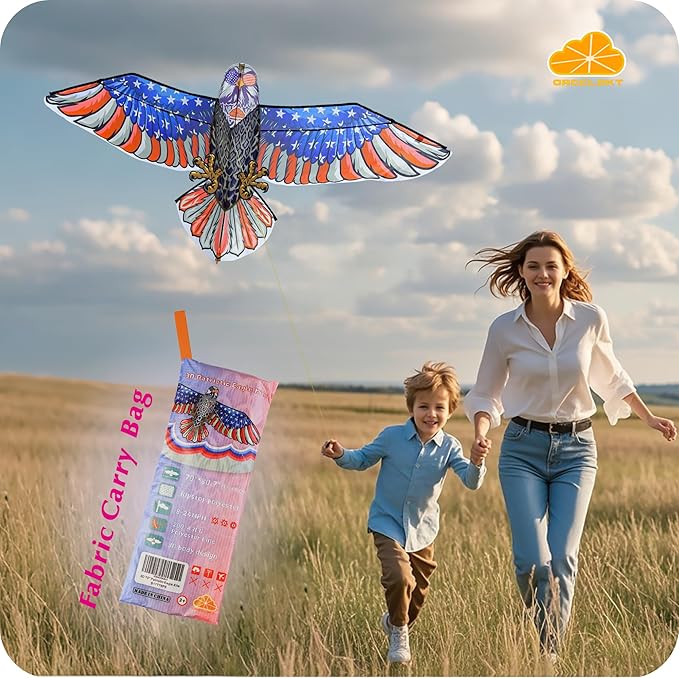 ORGCLDKT- 3D Lifelike Style Bird/Eagle Kite, Super Easy to Fly with, Ideal for Kids, Adults, Girls, Boys. Kites for The Beach, Grassland, Hiking