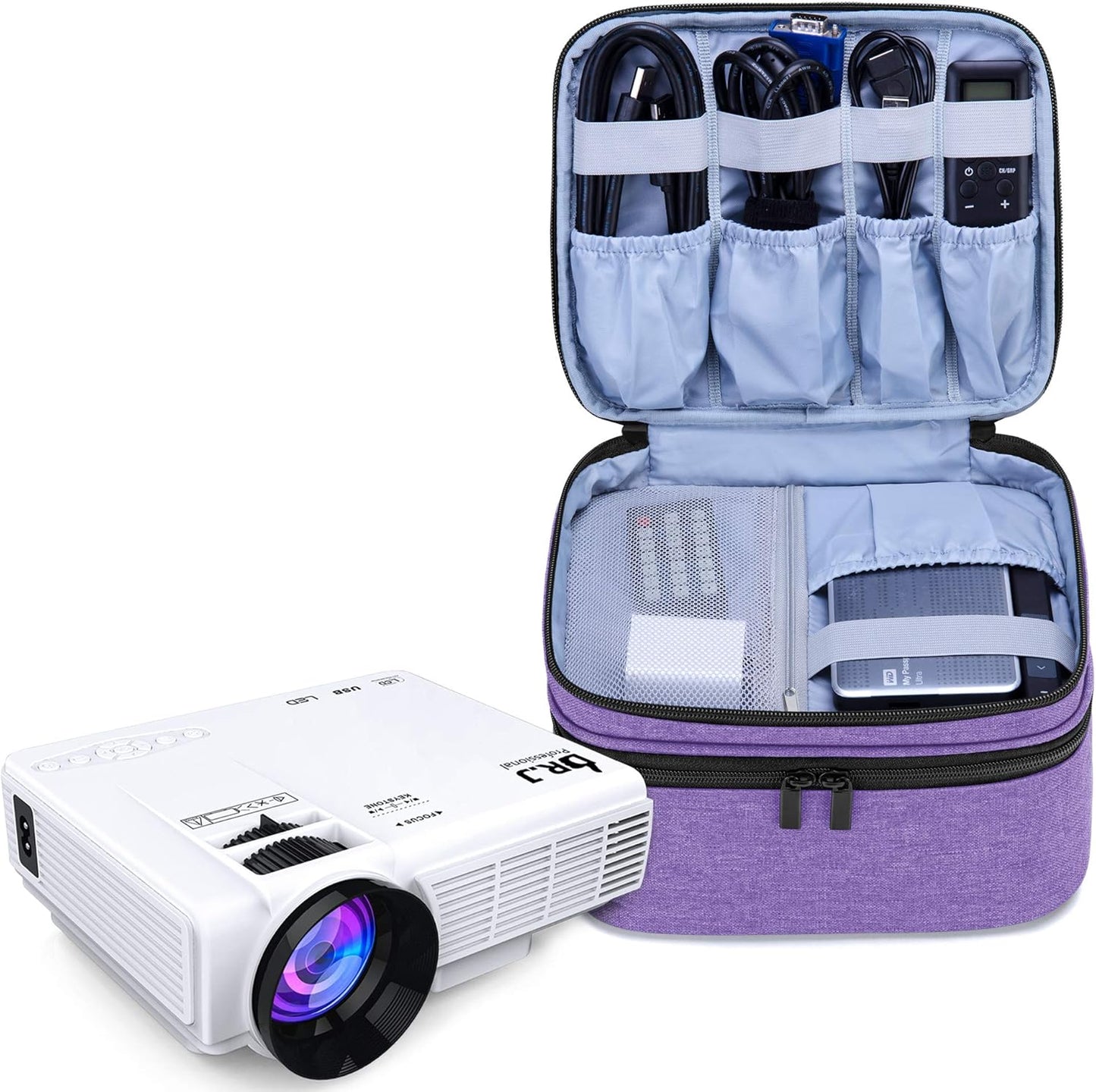 LUXJA Mini Projector Carry Case - Portable Protective Bag in Purple