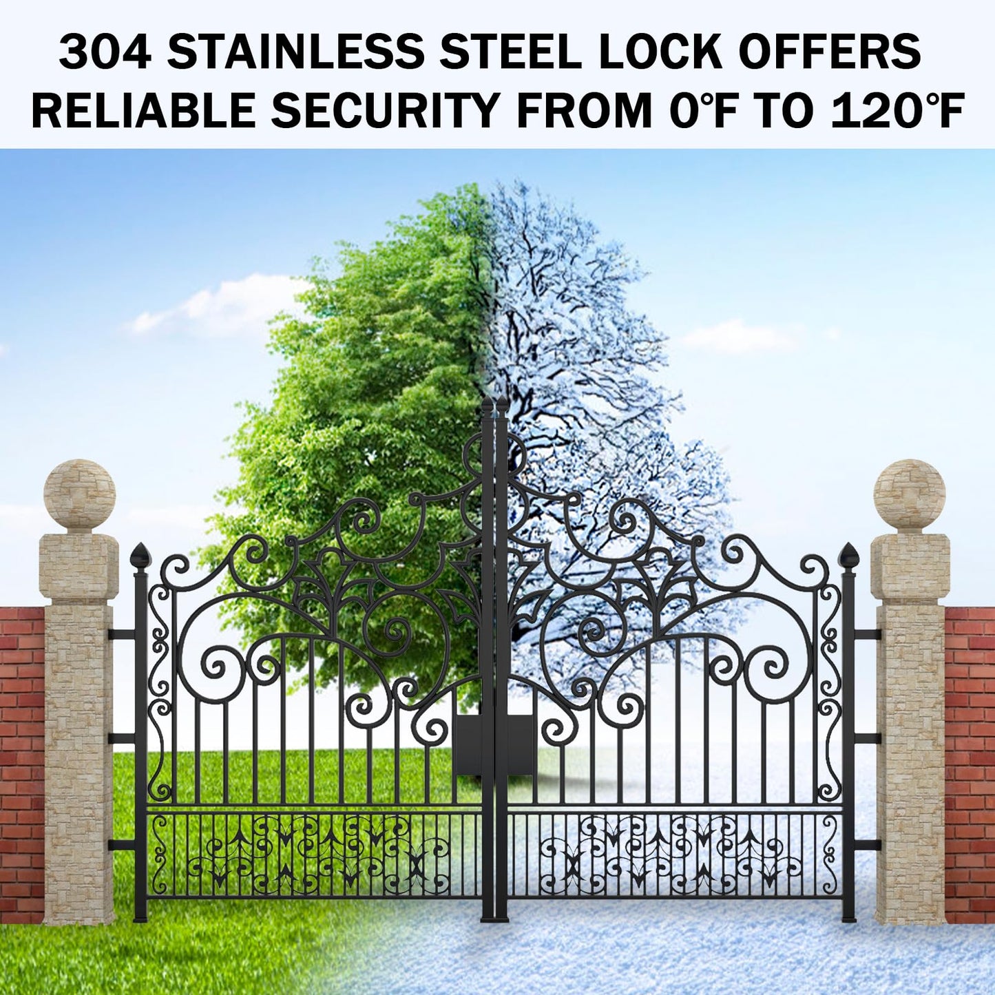 GaFenHanyu Stainless Steel Automatic Electric Gate Lock for DC24V Swing Gate Opener Gate Operator System Device Safe Security Gate Lock