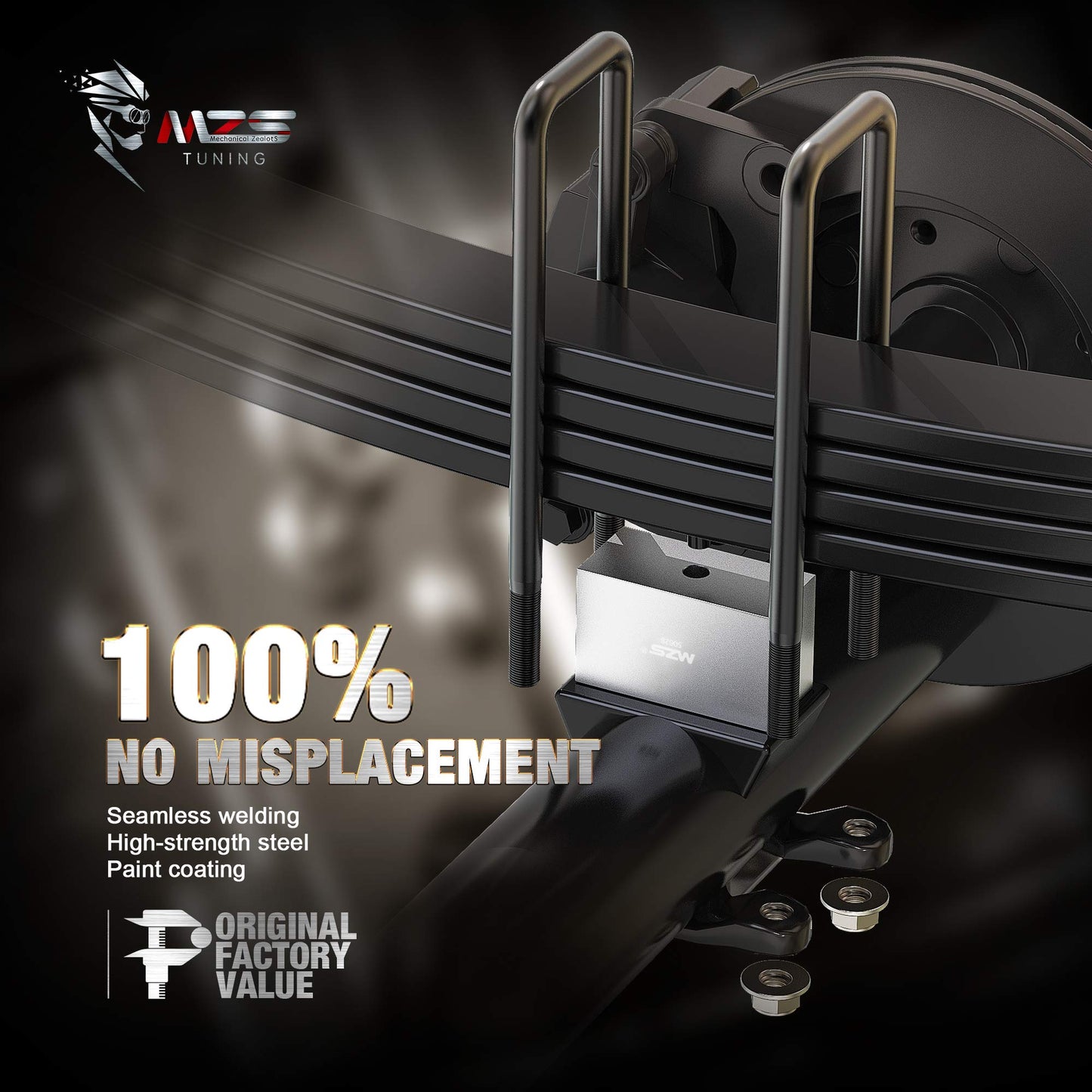 MZS 1" Rear Lift Blocks + Truck Bed Tie Down Anchors Compatible with 2015+ F250 F350 Super Duty, Pack of 4