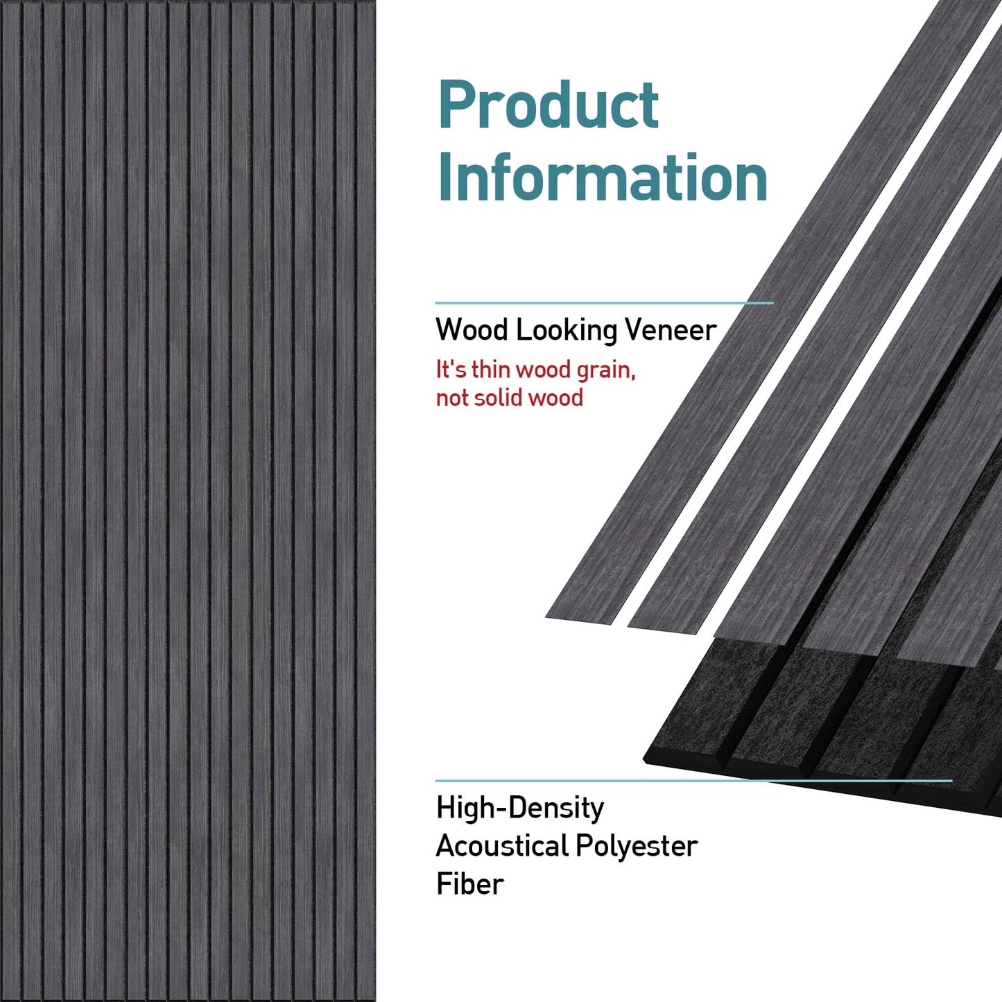 UMIACOUSTICS 4 PCS Acoustic Panels, 94.4" x 11.8" Decorative 3D Sound Proof Panels for Home Office Cinema -Dark Oak