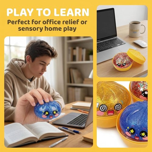 Glitter Dumpling Squishy Set by [Brand Name] - Colorful Stress Relief Toys | 2-Pack Random Gift Box