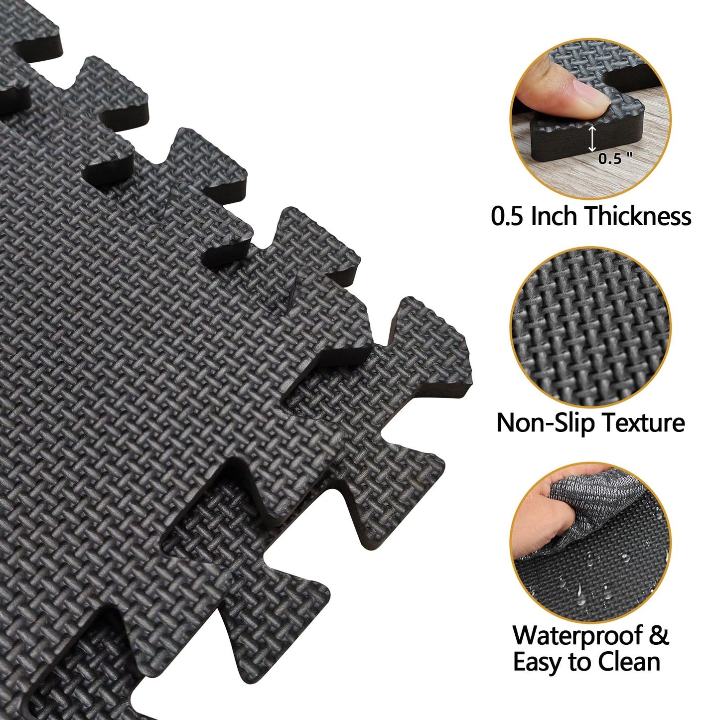 Home Workout 12 "× 12" Interlocking Gym Foam Tiles, 20 Tiles Non-Slip & Noise Reduction Home Gym Flooring Mats, Foam Tiles for Floor, Indoor Fitness Strength Training, Yoga, Easy to Store