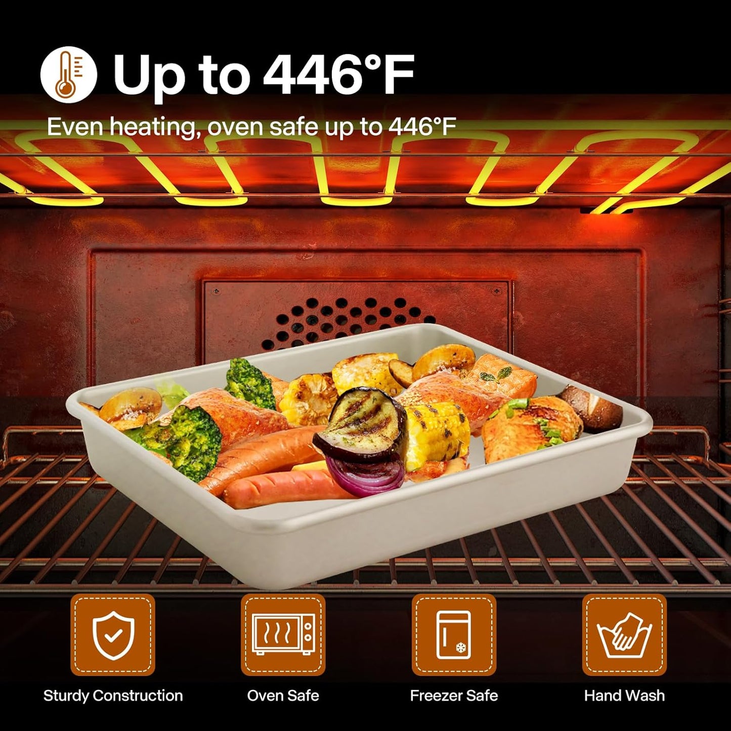 Skiennix Deep Baking Pans Set of 3 - Nonstick Heavy Duty Bakeware for Lasagna | 9/11/13 Inch Trays