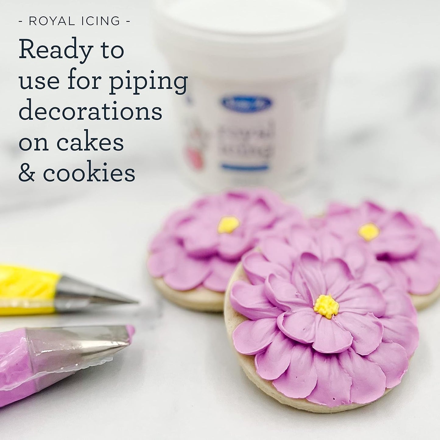 RTU Royal Icing by White - 14oz Pail for Perfect Cake Decorating | Easy to Use