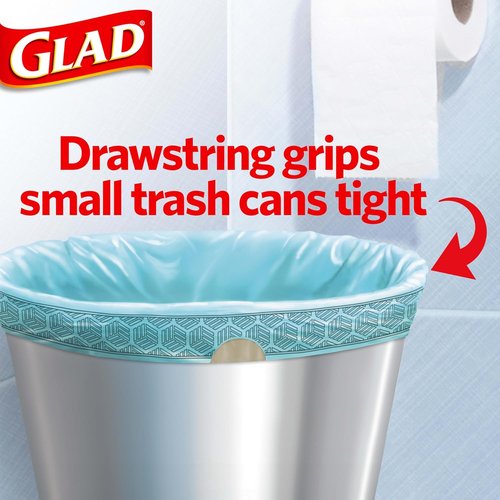 Glad Small Trash Bags - 4 Gallon Odor Resistant with Drawstring | Febreze Beachside Breeze, 34 Count (Pack of 2)