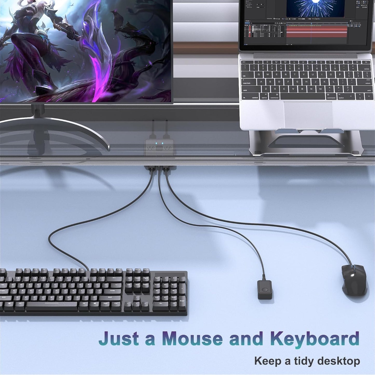 Lecnvuo 2 2 2 2 2 2 USB Switch in Out, USB Switcher Computers Sharing Keyboard and Mouse Printer Scanner Webcam