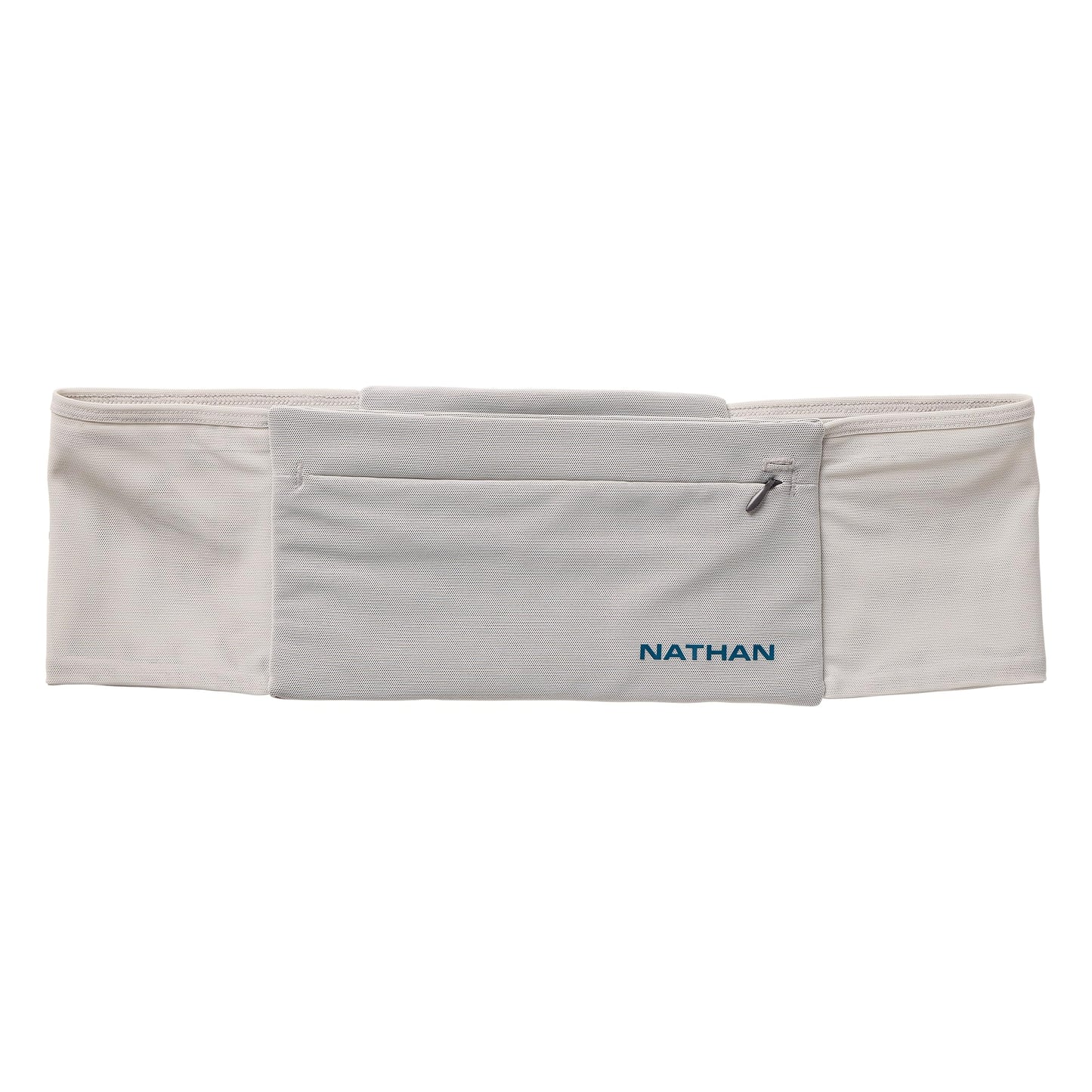 Nathan Zipster Max Running Belt, Running Belts for Women and Men, Bounce-Free Waist Pack with Extra Large Zipper Pocket, Smartphone Storage, Walking, Gym, Hiking - Vapor Grey/Sailor Blue - Large