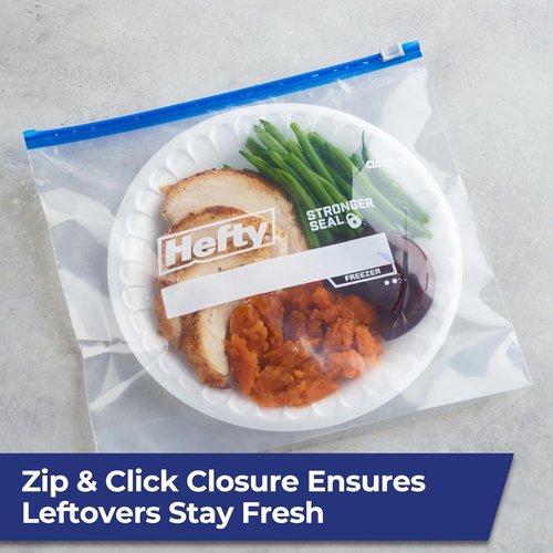 Hefty Gallon Size Slider Freezer Storage Bags - 56 Count for Freshness & Organization