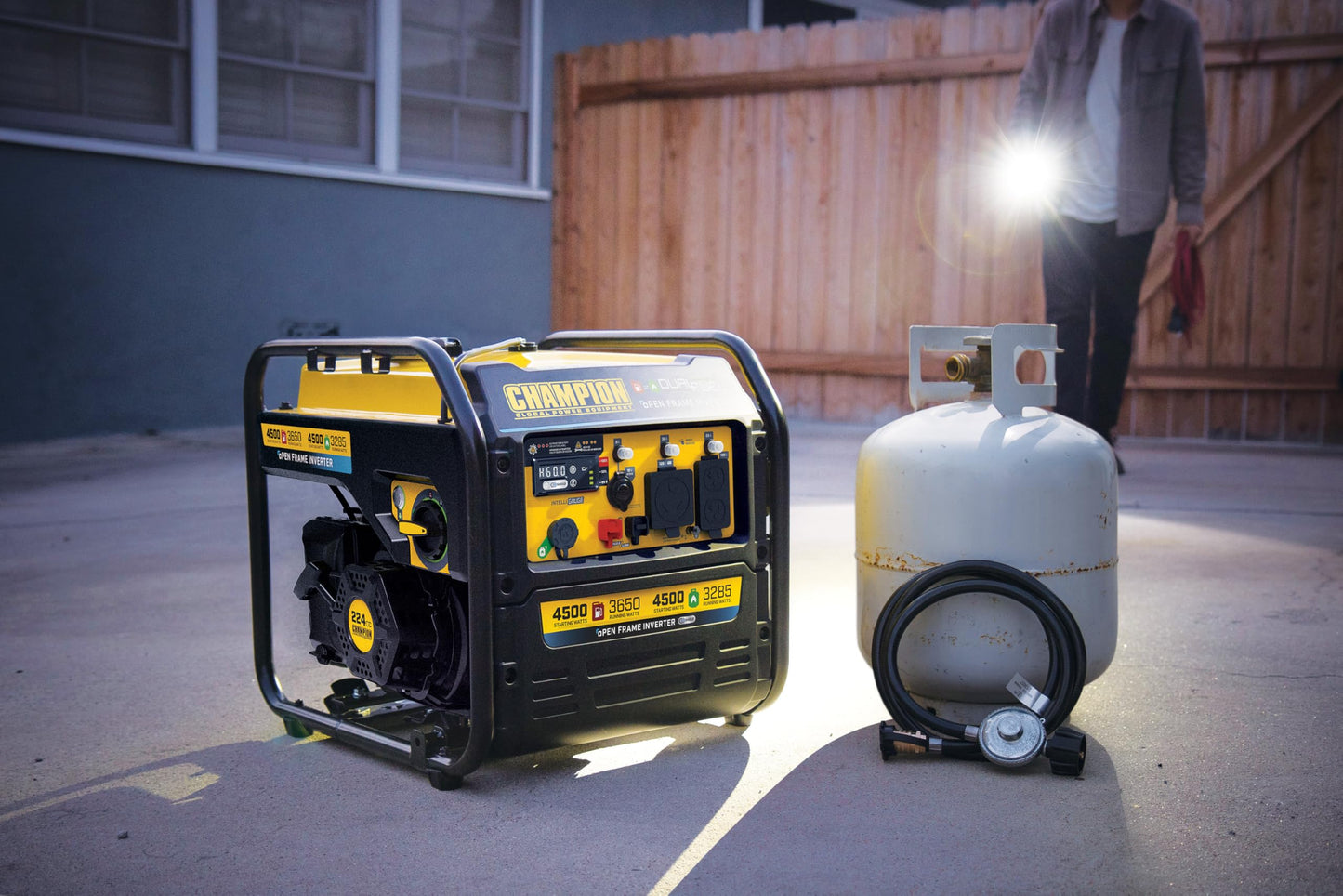 Champion Power Equipment 4,500-Watt Electric Start Dual Fuel RV Ready Portable Open Frame Inverter Generator with Quiet Technology and Free 3-Year Warranty