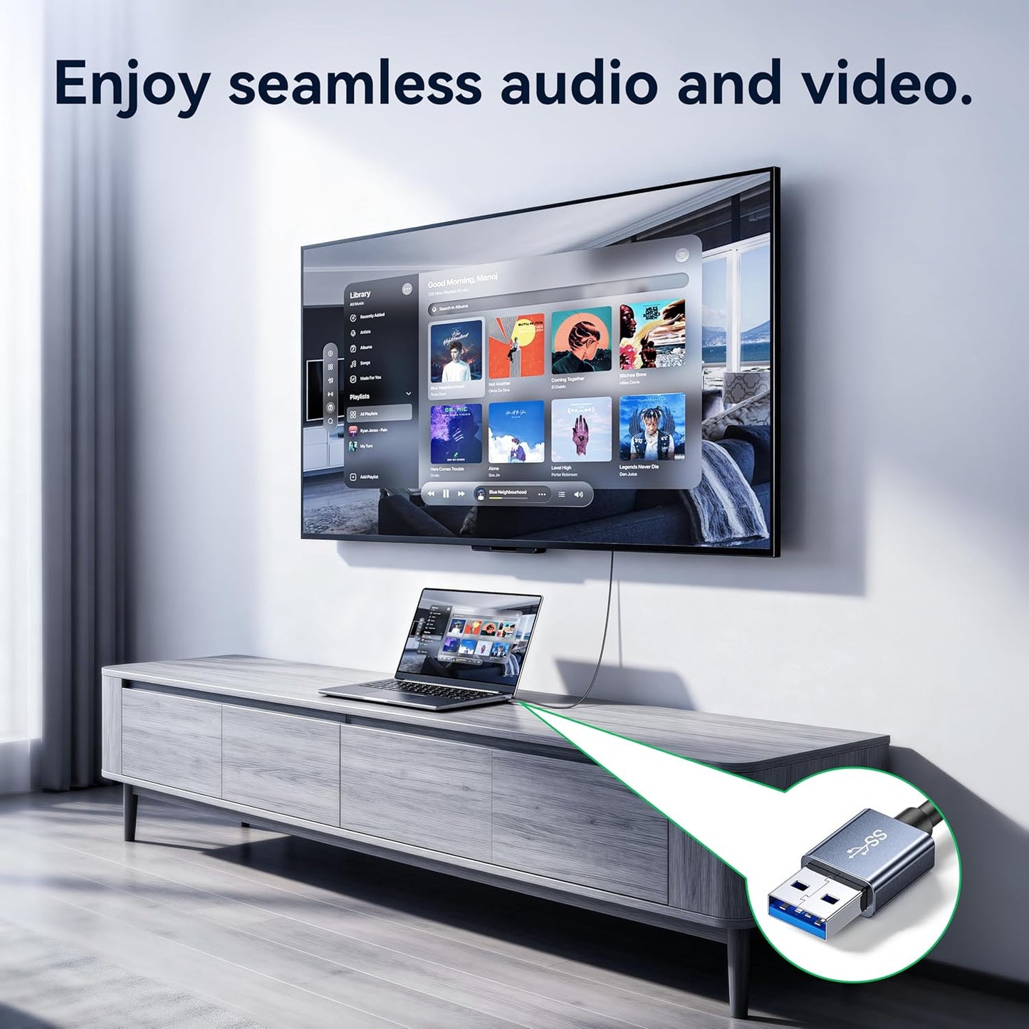 3.0 5Ft, 1080P@60Hz 5Gbps Laptop/PC/PS5/Xbox/Switch USB to HDMI Cable USB to HDMI Adpter High Speed for Connecting