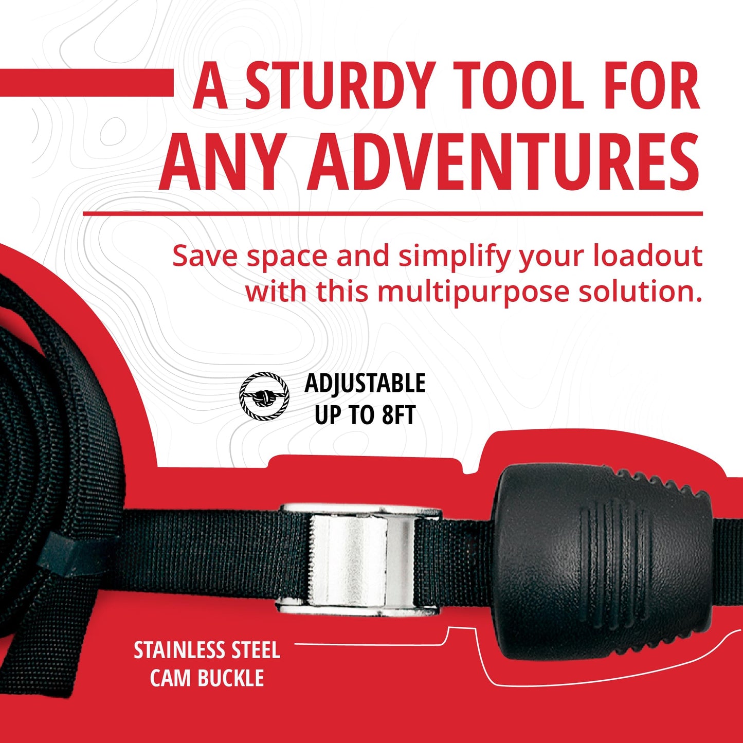 Rogue Fishing Adjustable Drag Strap for Fishing Gear, Fishing Kayak, and Inflatable Kayak Use – Heavy-Duty Straps for Kayak Towing & Launch Assist
