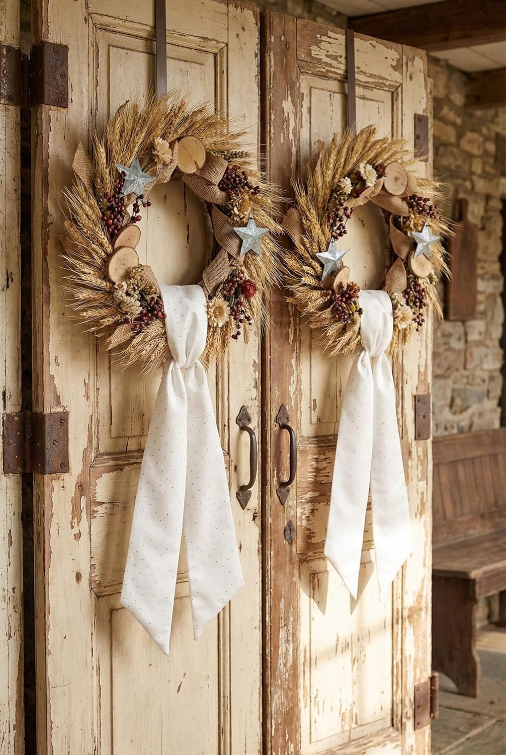YKW Rhinestone Wreath Sash - 2 Pack White Sparkle Ribbon for Christmas & Wedding Decor | 54x5 Inch