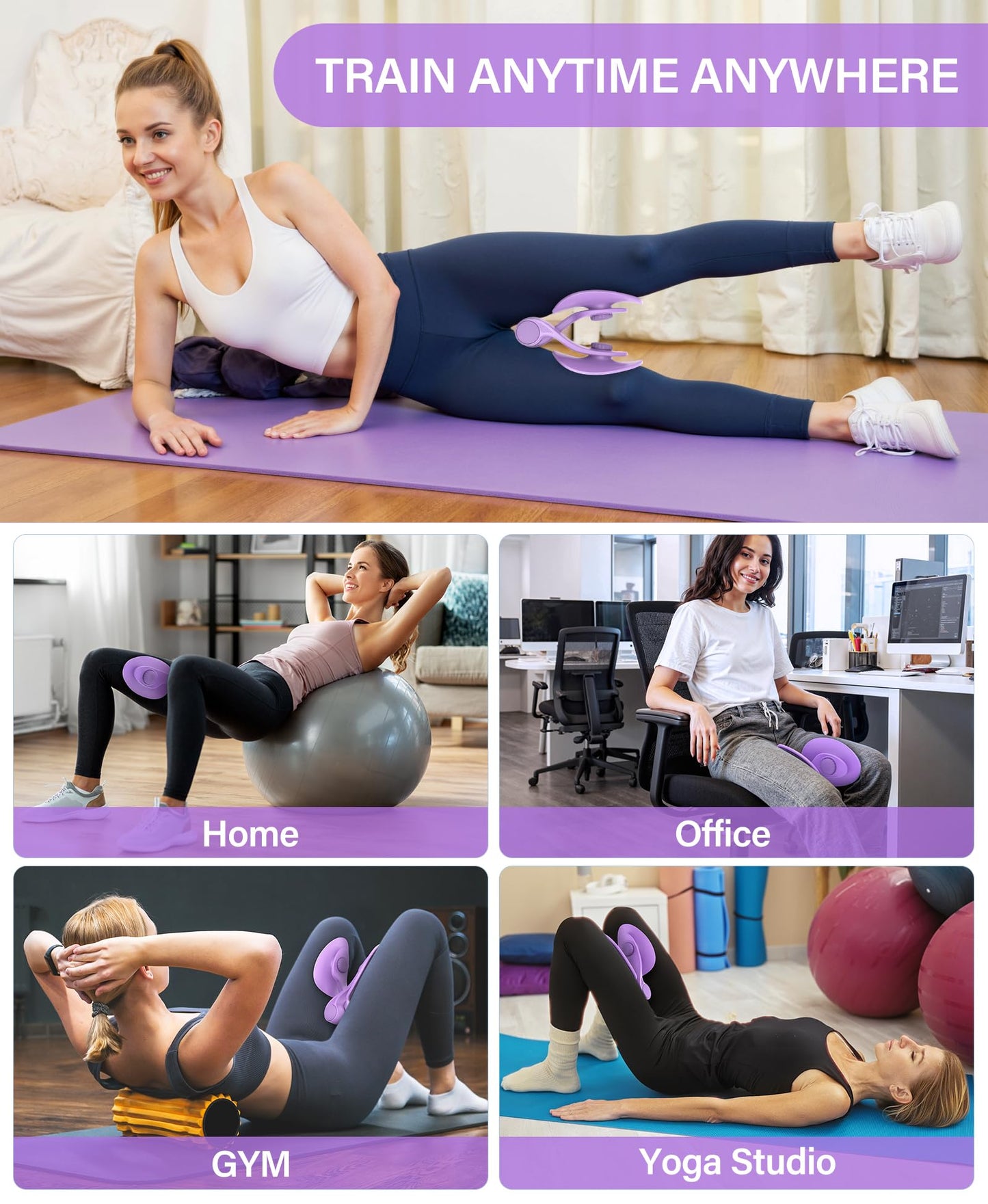Kegel Exerciser, Pelvic Floor Muscle Exercise Devices for Women, Inner Thigh Exerciser Leg Workout Equipment Thigh Trainer for Male Hip Trimmer Inner Thigh Toner Workout