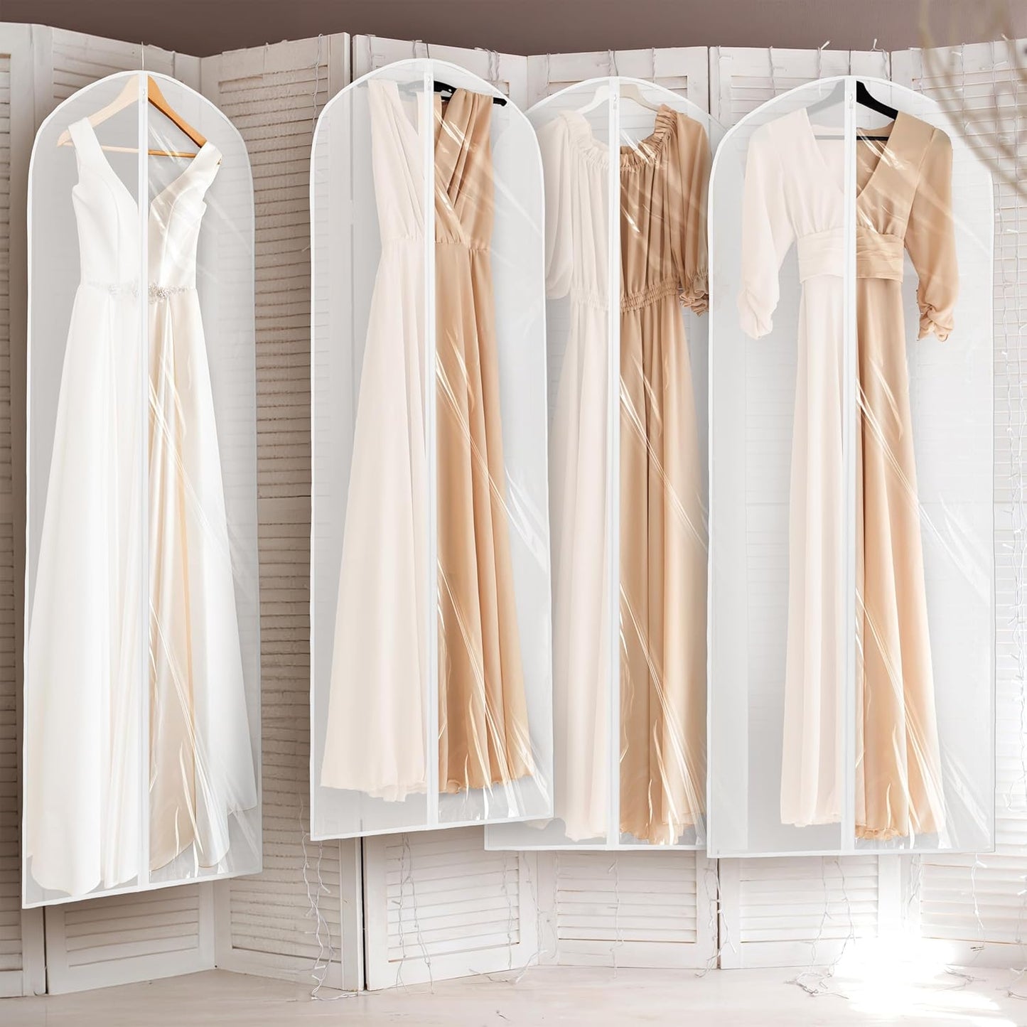 Simple Houseware 65-Inch Clear Garment Bags - Zippered Storage for Gowns, Suits & Dresses | 2 Pack