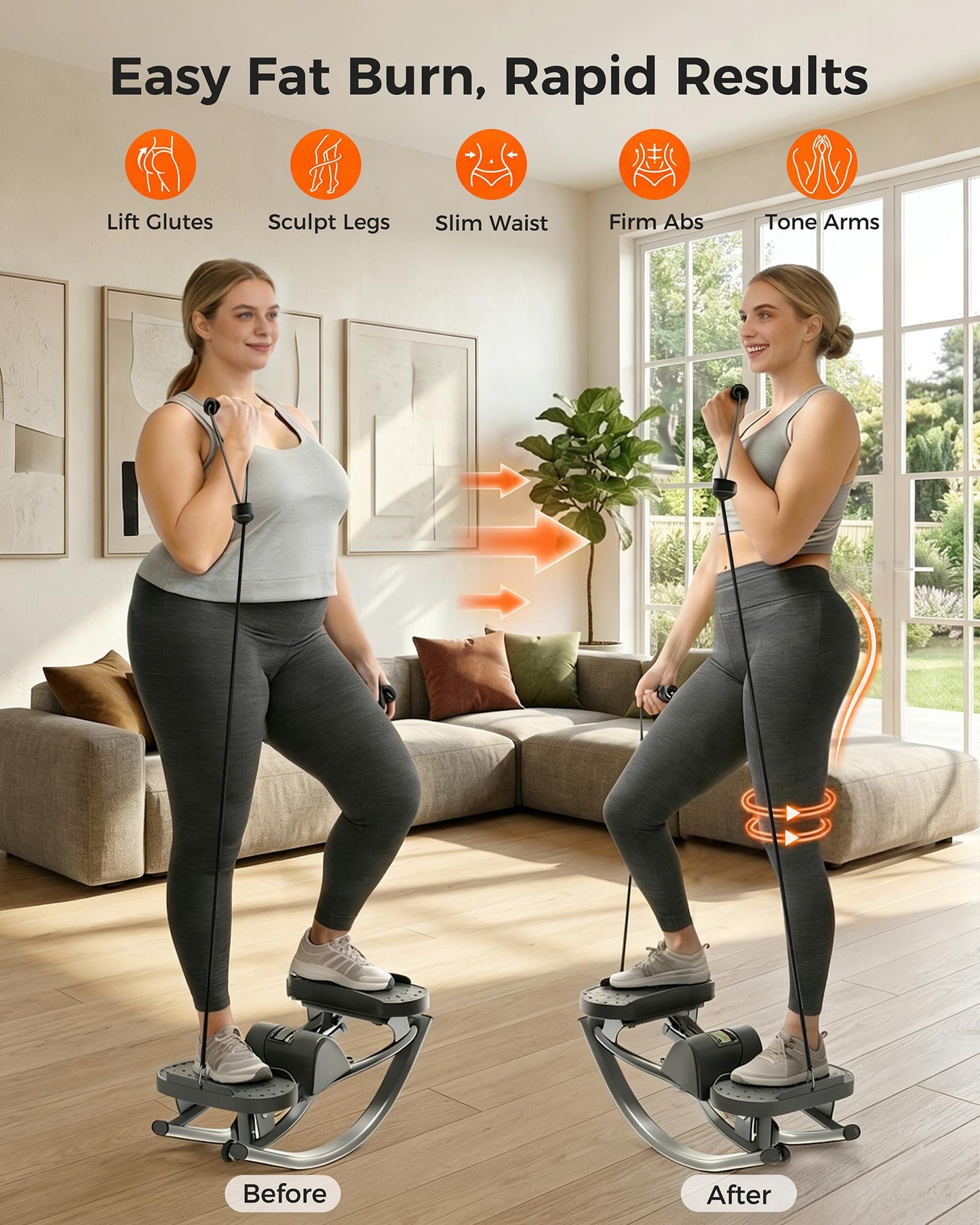 FineWay Upgraded Rock Stepper 2.0 for Exercise at Home, Rocking Stepper Side to Side, Low-Impact Knee-Friendly Exercise Machine with Resistance Bands, LCD Monitor & 330 LBS Capacity, Full Body Workout