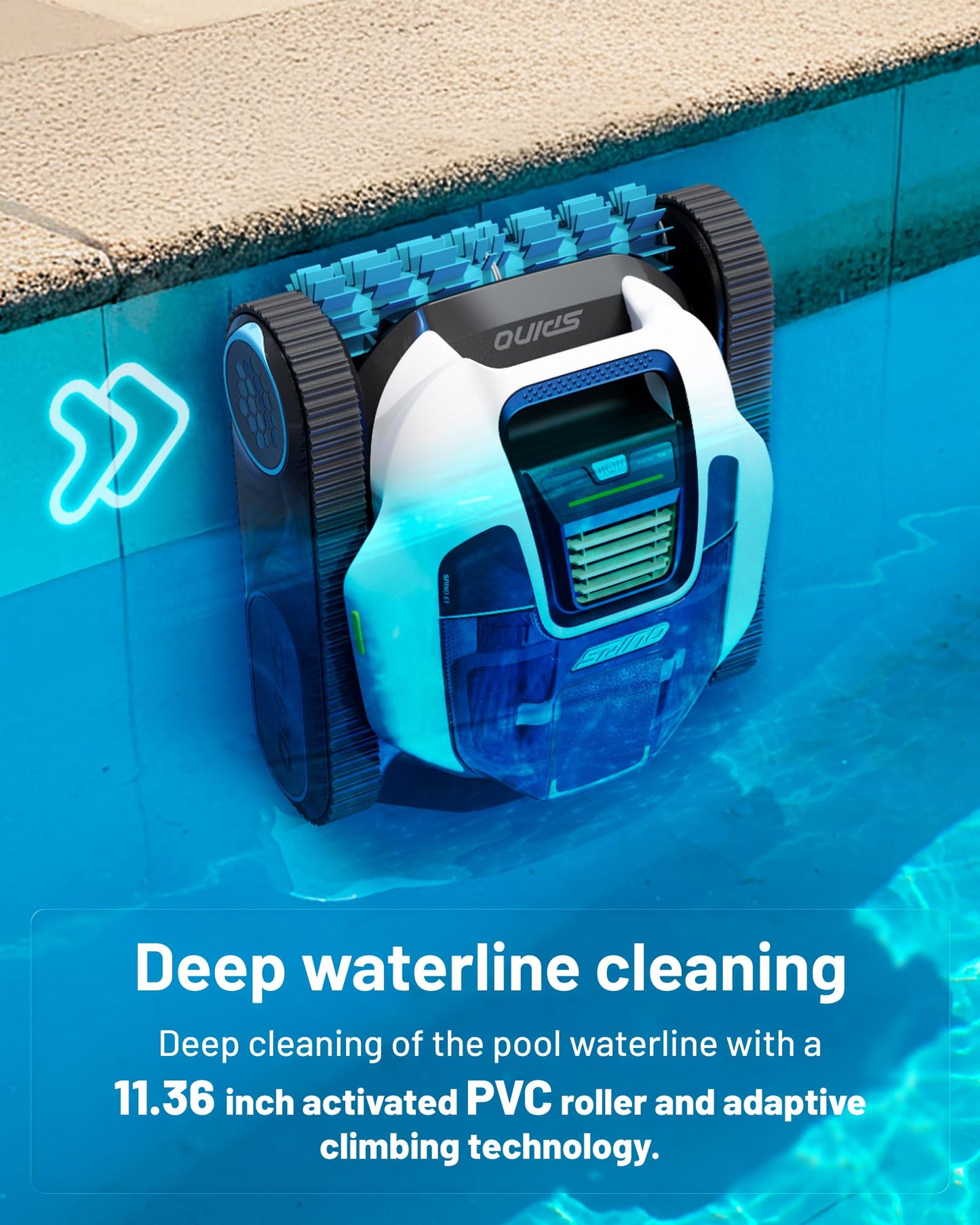 (2026 Upgrade) Spino E1 Cordless Robotic Pool Cleaner, Pool Robot for Wall & Waterline Cleaning, Smart Arc Path for Pools up to 1,600 Sq.ft, Up to 210 Mins Runtime, with 5 Modes, APP Control