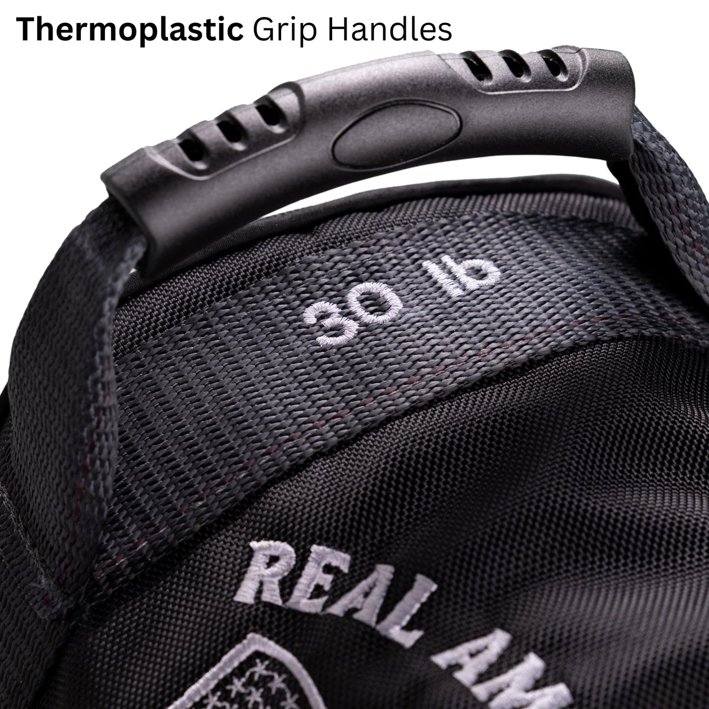 Real American Muscle 50 lb Heavy Duty Weighted Workout Sandbag, Compact 12 Inch Sand Bag for Strength Training, Strongman, Kettlebell Swings, Loaded Carries, Lunges, Squats, HIIT, Functional Fitness