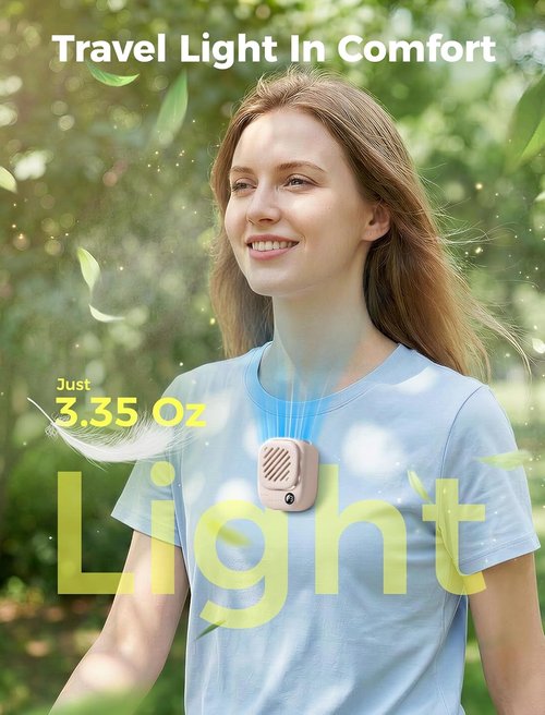 Aecooly Mini Portable Neck Fan - Hands-Free USB Rechargeable Design | 10H Max Cooling Time - Beige