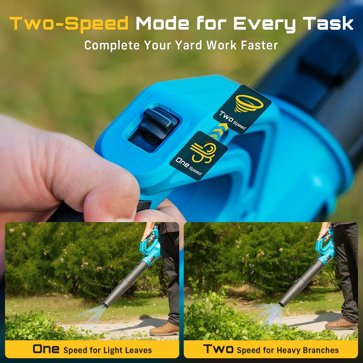 SEESII Cordless Hedge Trimmer and Leaf Blower Combo, 2 Pcs 4.0Ah Batteries, Electric Handheld Bush Trimmer with 20" Dual-Action Blade, Lightweight Brushless Blower with 2 Speed Modes for Yard Garden