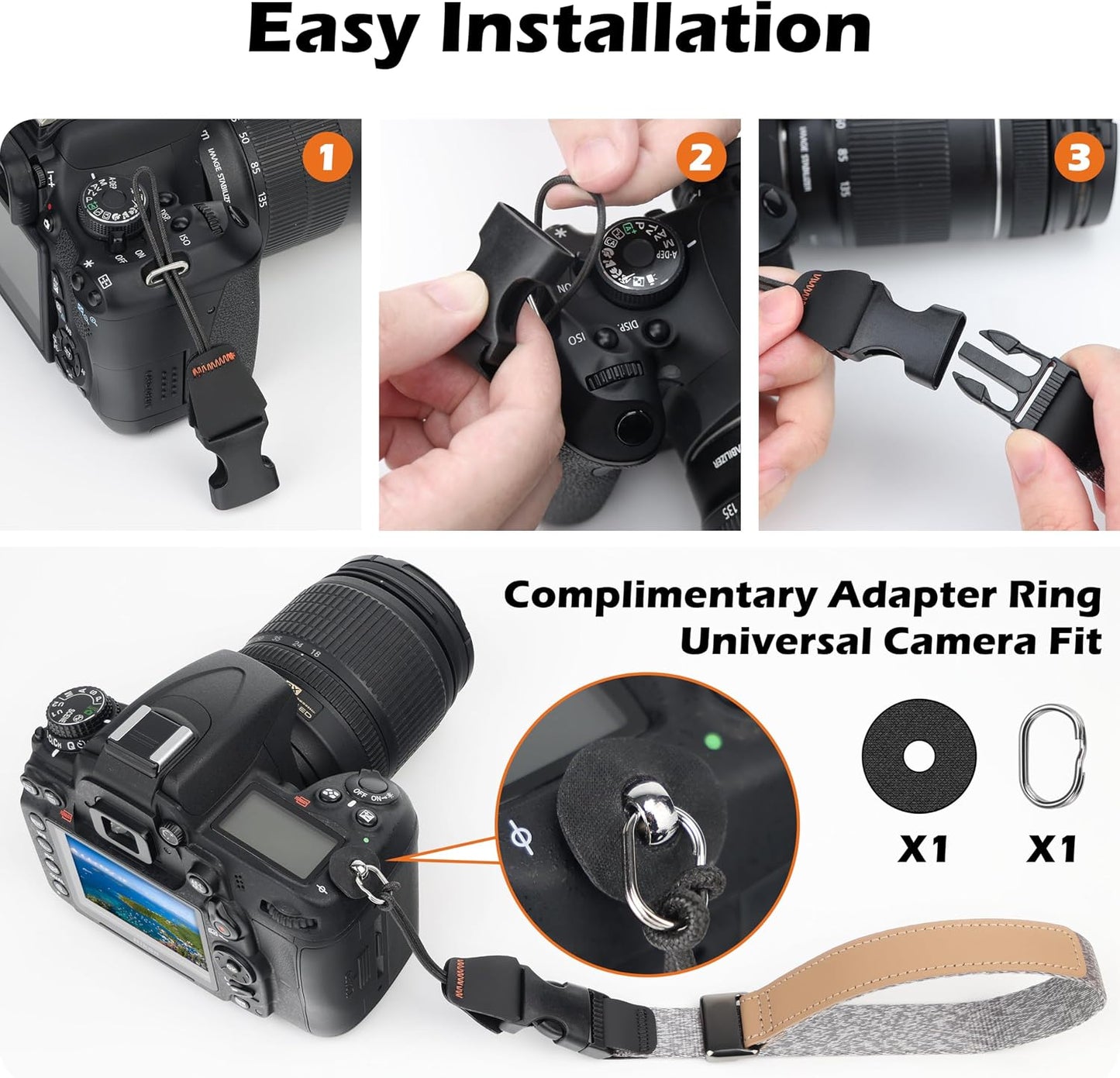 SUNYA Camera Wrist Strap with Quick Release Buckle. Sturdy Nylon Rope Hand Strap Compatible for DSLR or Mirrorless