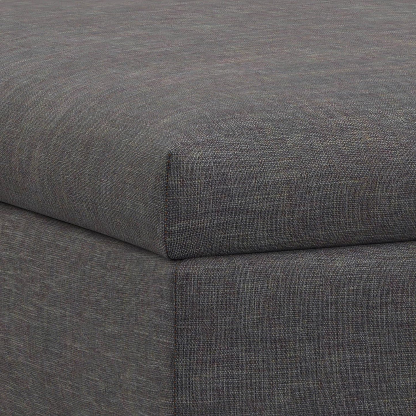 SIMPLIHOME Rebecca 36 inch Wide Contemporary Square Mid Century Coffee Table Storage Ottoman with Lift Up Lid in Slate Grey Polyester Linen, Assembled, For the Living Room, Entryway and Family Room
