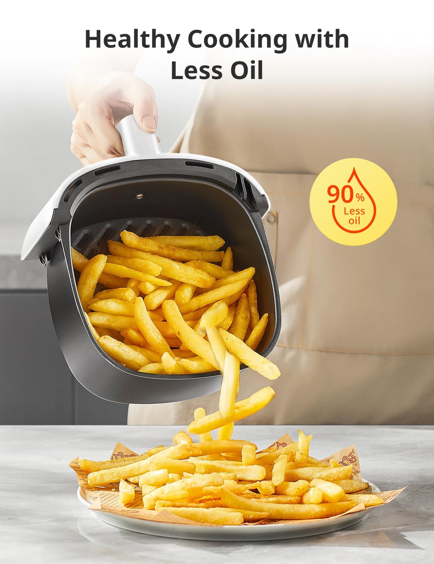 COMFEE' Compact 2.1 Quart Air Fryer with 12 Menu Options, Adjustable Timer & Temperature Control 176-400 degrees F, Dishwasher-Safe Nonstick Fry Basket with Stainless Steel Finish