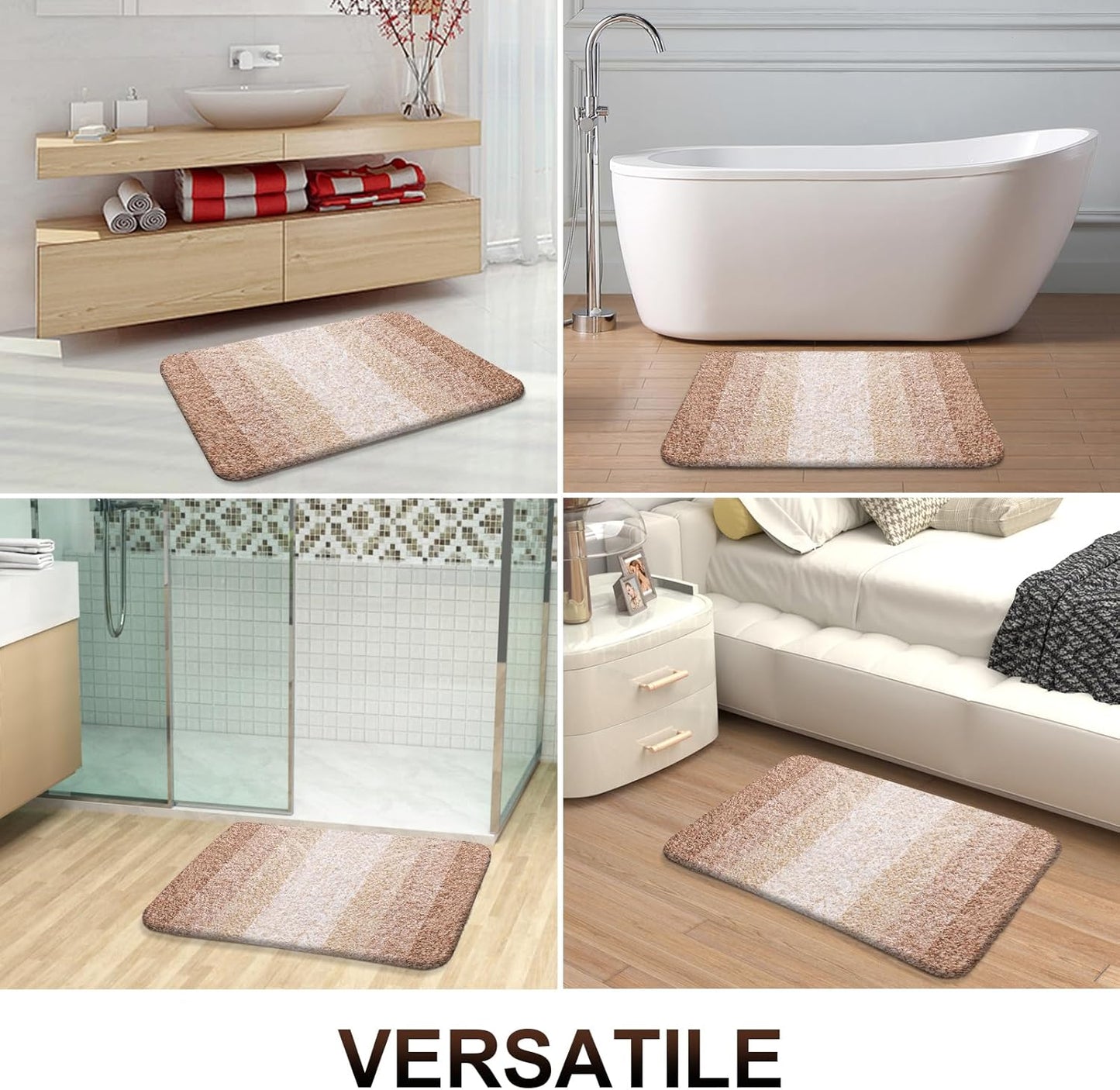 OLANLY Bathroom Runner Rug - Extra Soft Microfiber Mat with Rubber Backing | 70x24 Inches, Quick Dry, Beige
