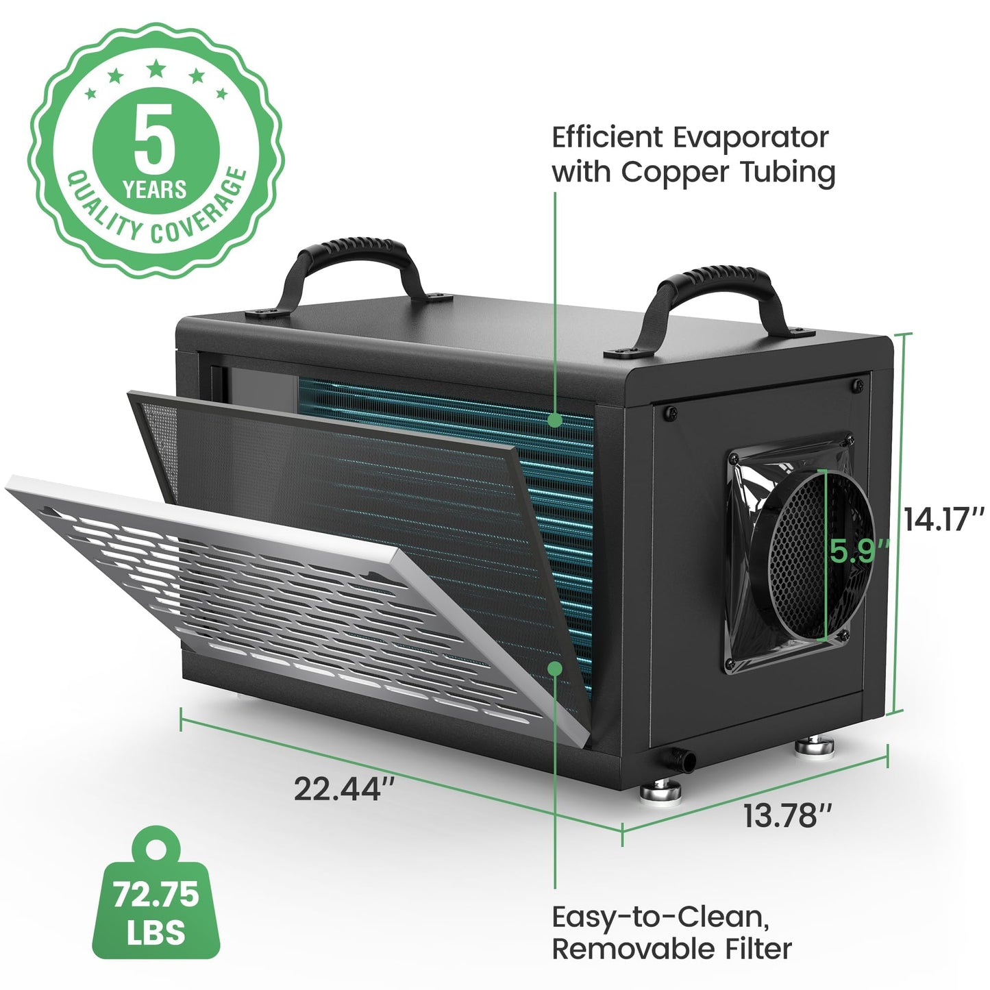 Waykar 130 Pints Energy Star Most Efficient Commercial Dehumidifier with Pump and Drain Hose for Crawl Spaces, Basements, Ducted Industrial Use, and Water Damage Unit - 5-Year Quality Coverage